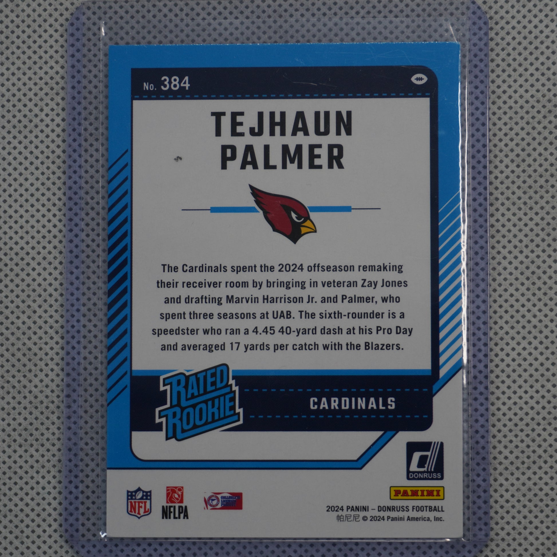 2024 Donruss #384 Tejhaun Palmer Arizona Cardinals RC