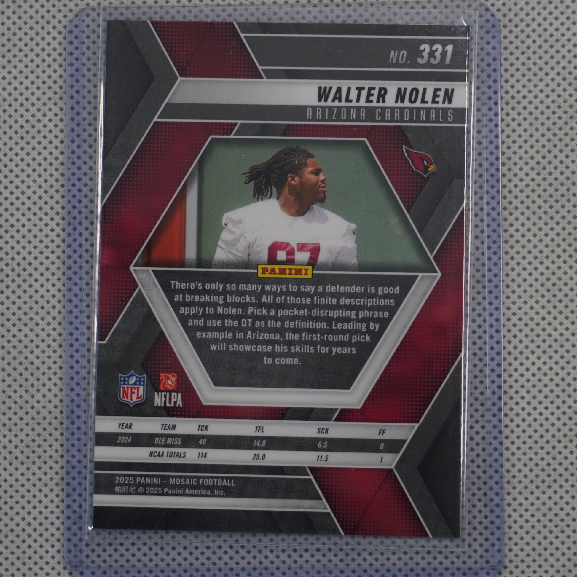 2025 Panini Mosaic #331 Walter Nolen Arizona Cardinals RC