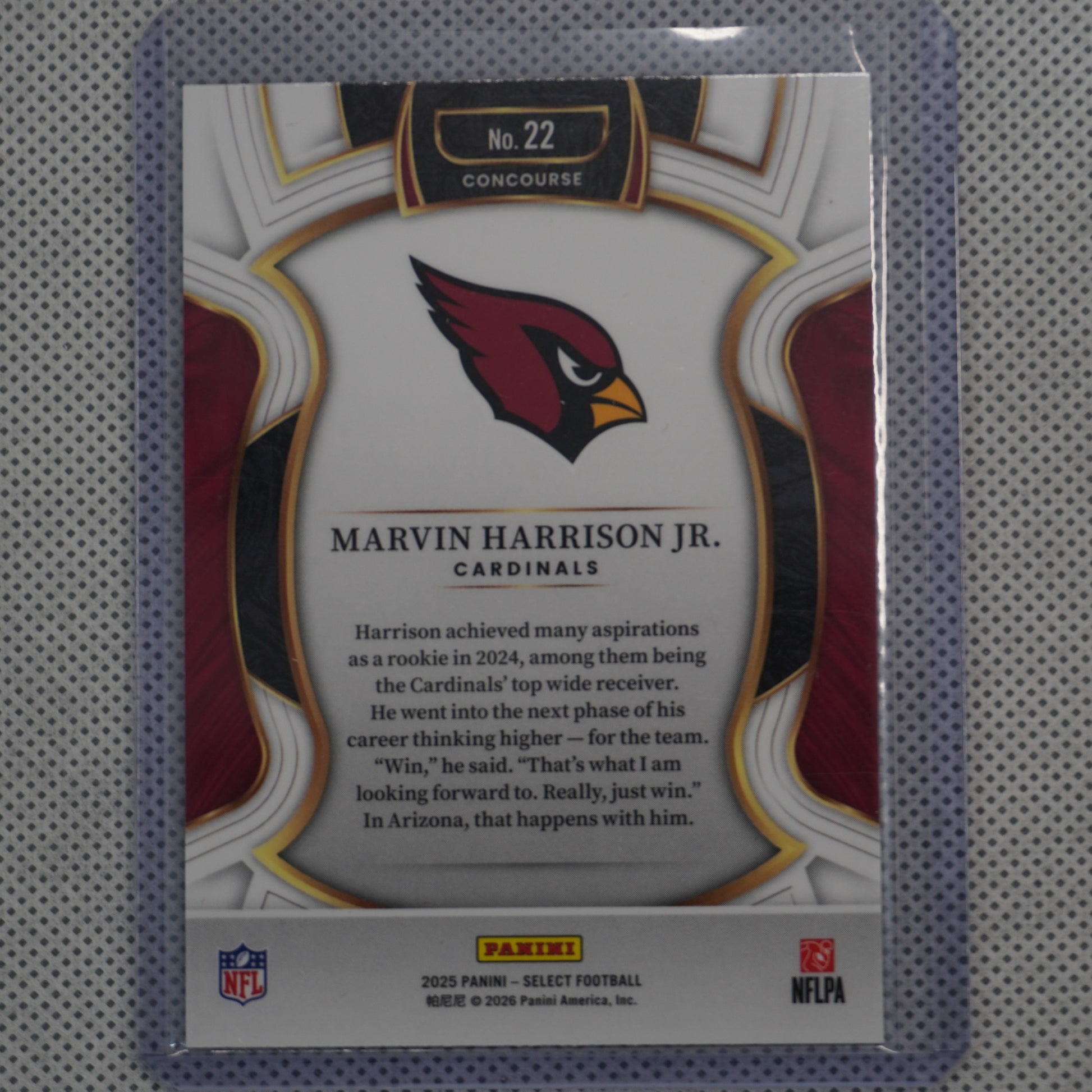 2025 Panini Select #22 Marvin Harrison Jr. Arizona Cardinals