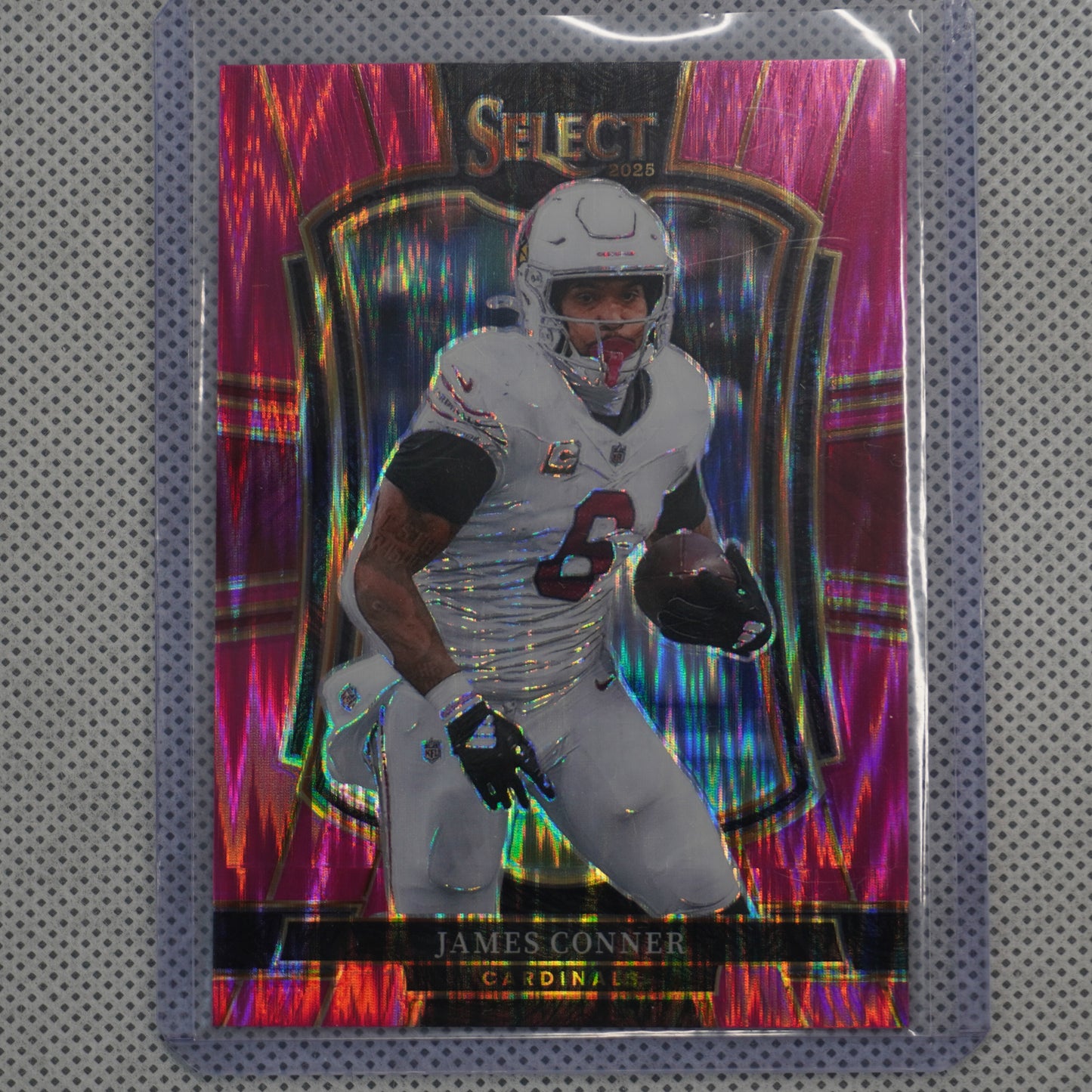 2025 Panini Select #123 James Conner Pink Prizm Shock Arizona Cardinals