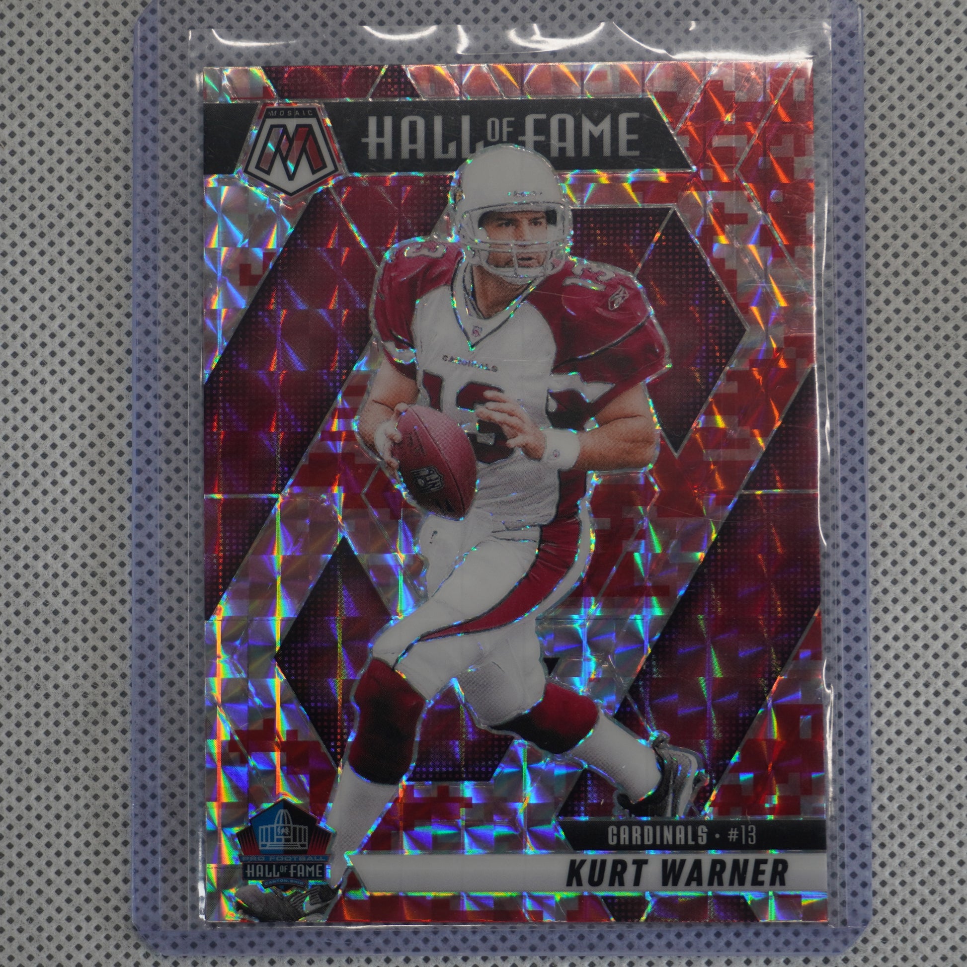2025 Panini Mosaic #300 Kurt Warner Mosaic Camo Pink Arizona Cardinals
