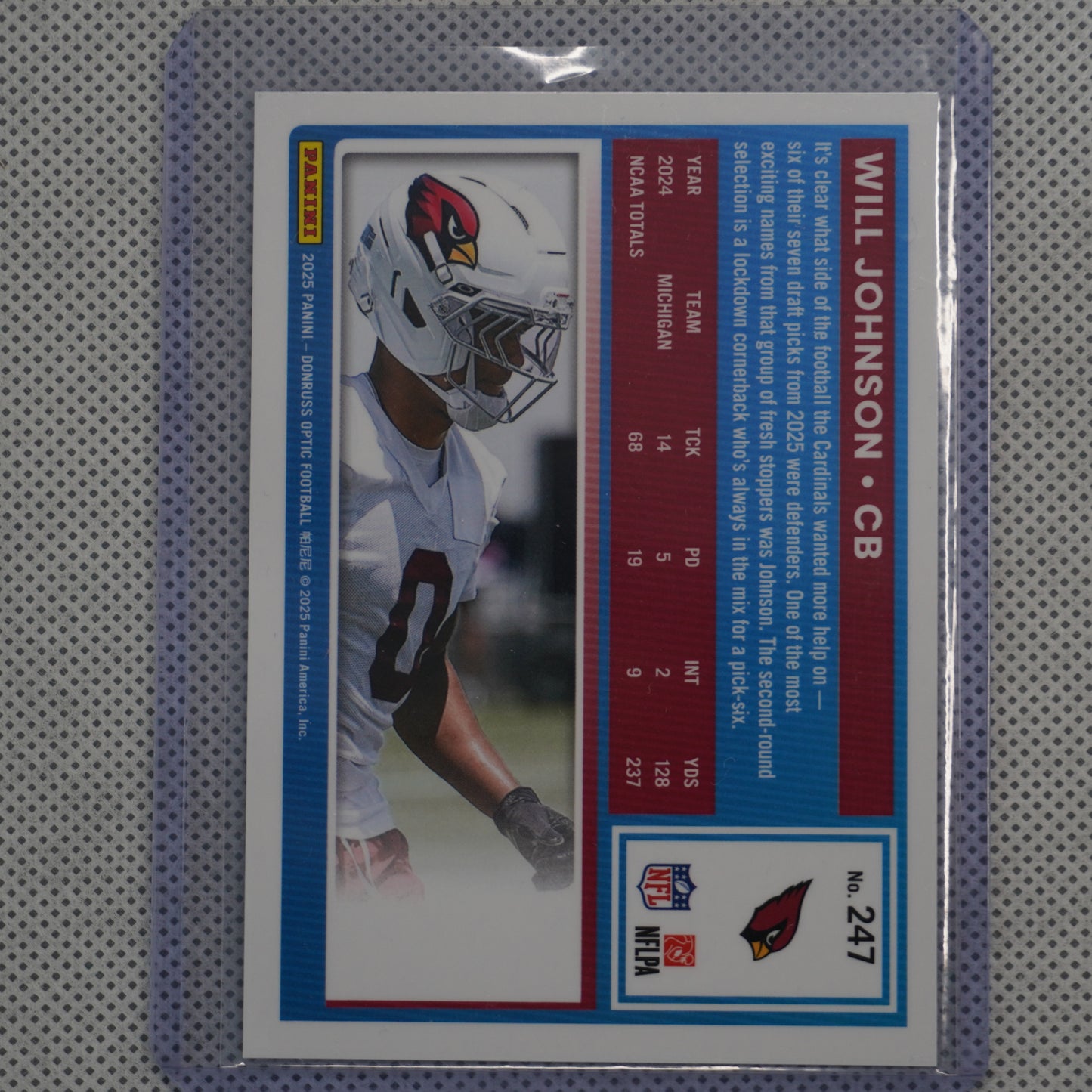 2025 Donruss Optic #247 Will Johnson Arizona Cardinals RC
