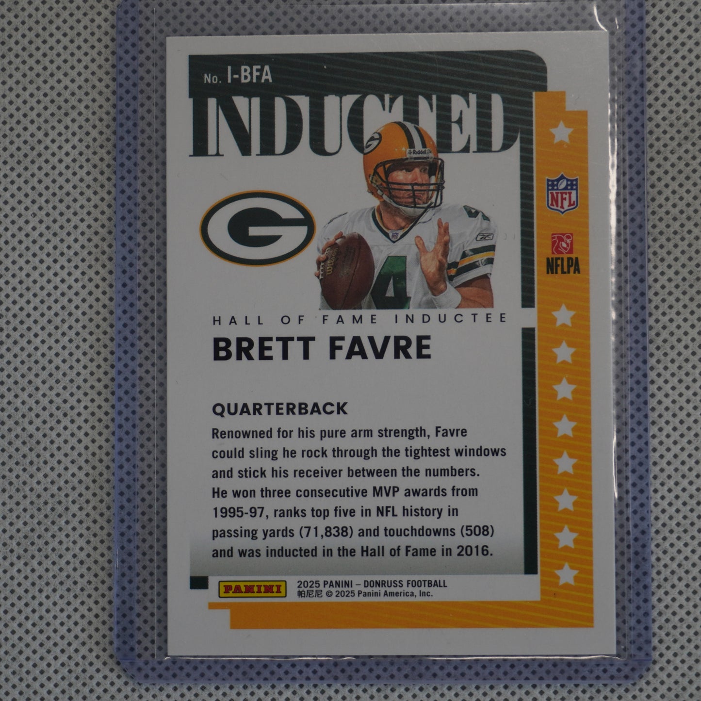 2025 Donruss #I-BFA Brett Favre Inducted Green Bay Packers
