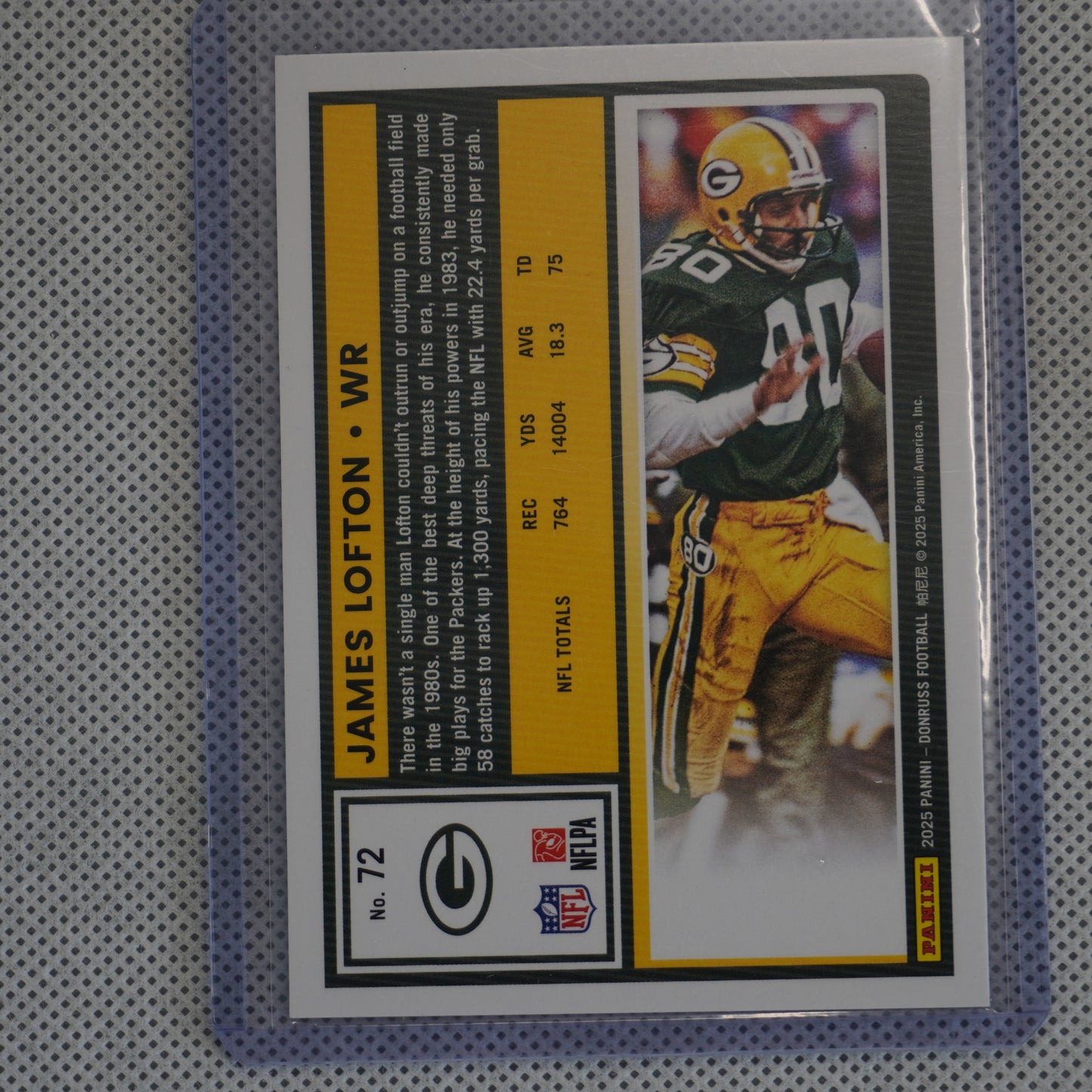 2025 Donruss #72 James Lofton Press Proofs Blue Green Bay Packers