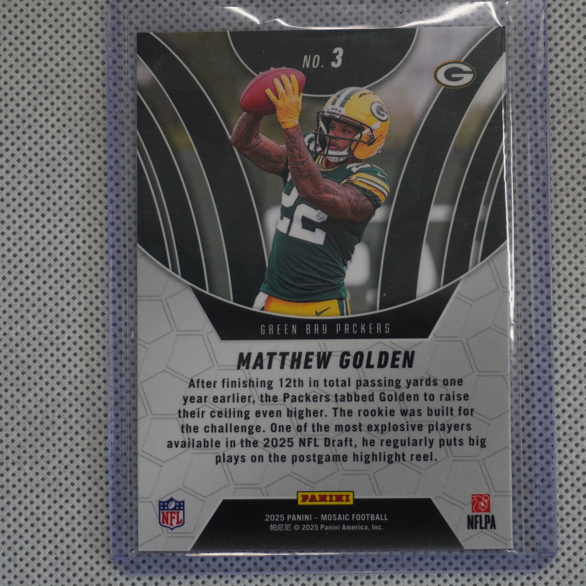 2025 Panini Mosaic #3 Matthew Golden Elevate Green Bay Packers