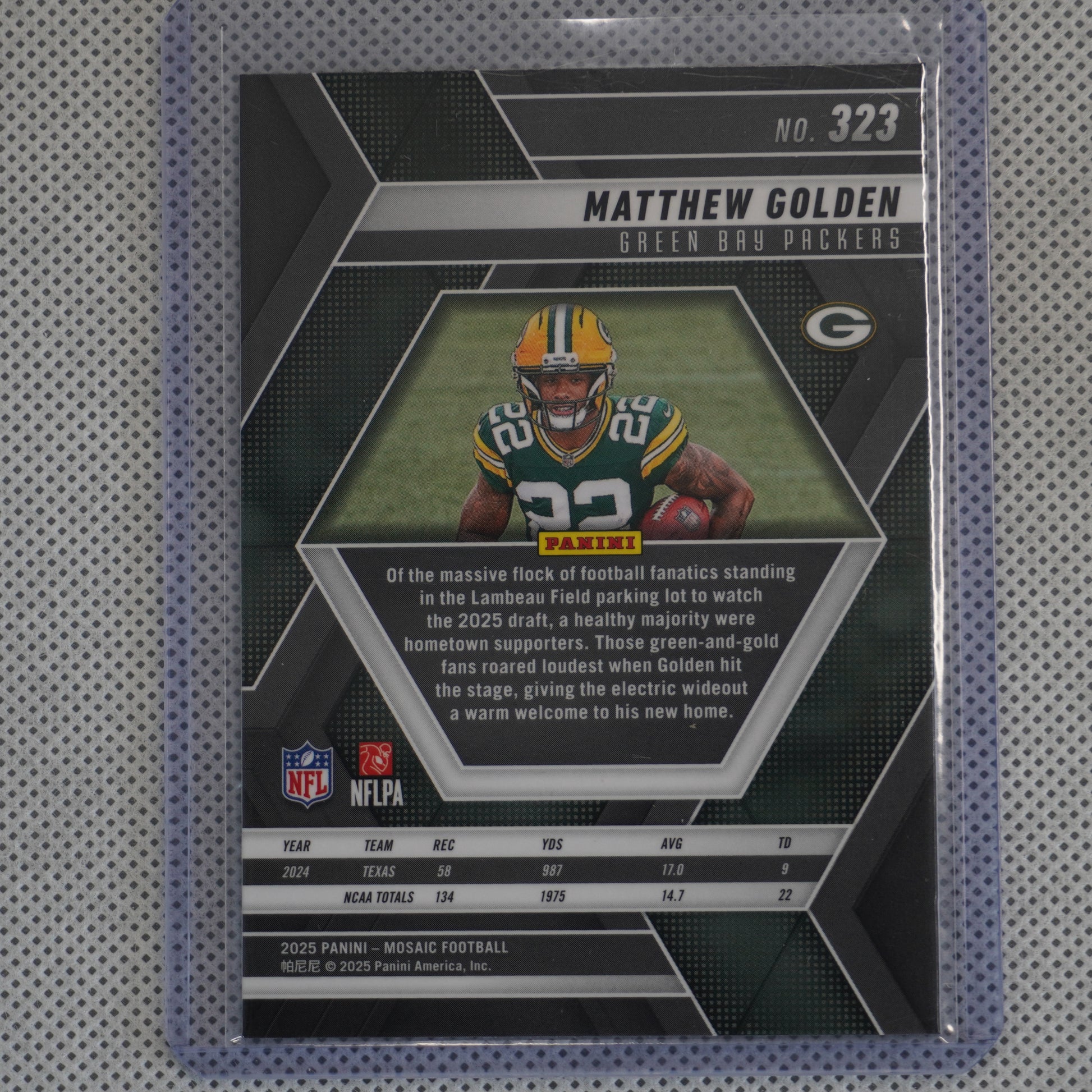 2025 Panini Mosaic #323 Matthew Golden Green Bay Packers RC