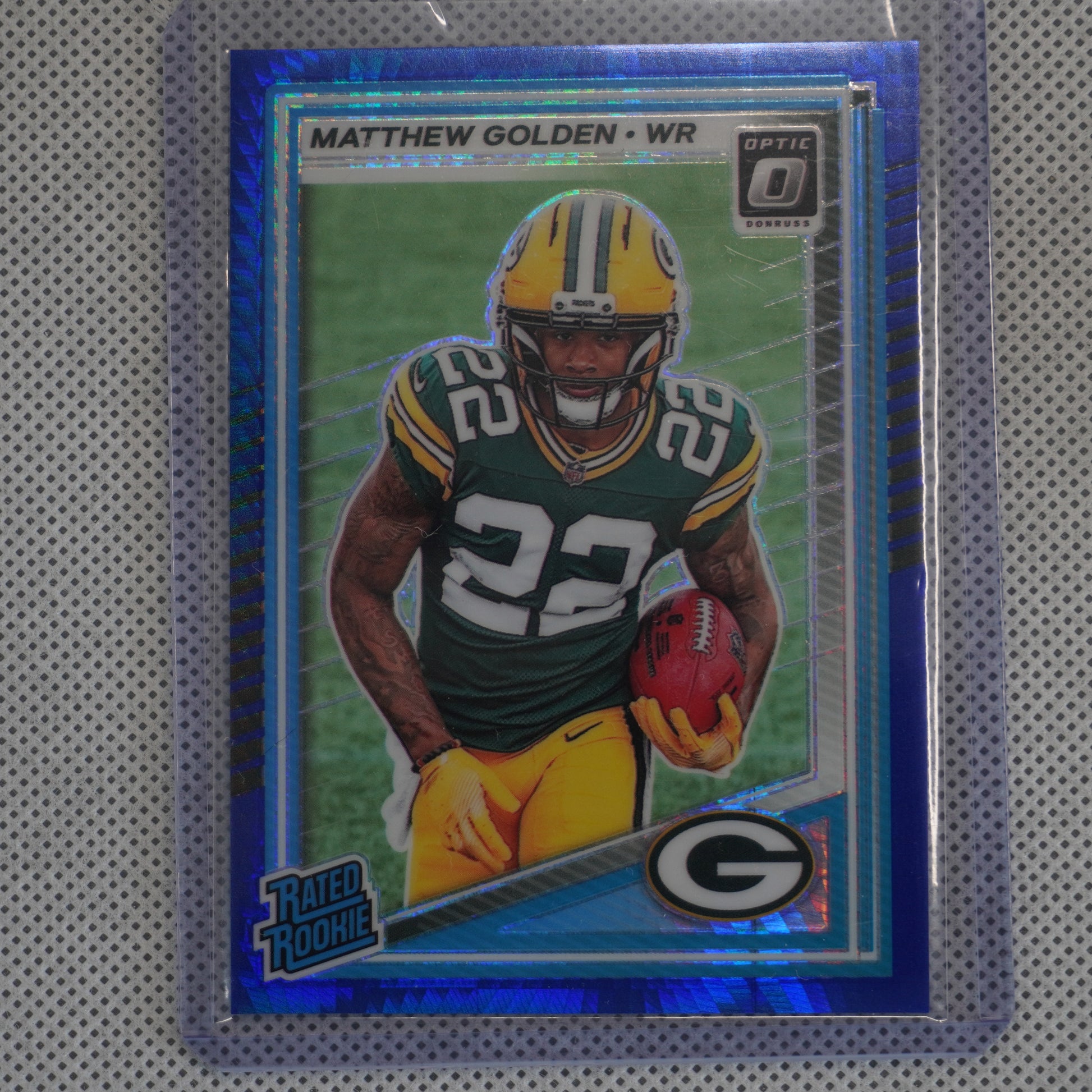 2025 Donruss Optic #205 Matthew Golden Blue Hyper Green Bay Packers RC
