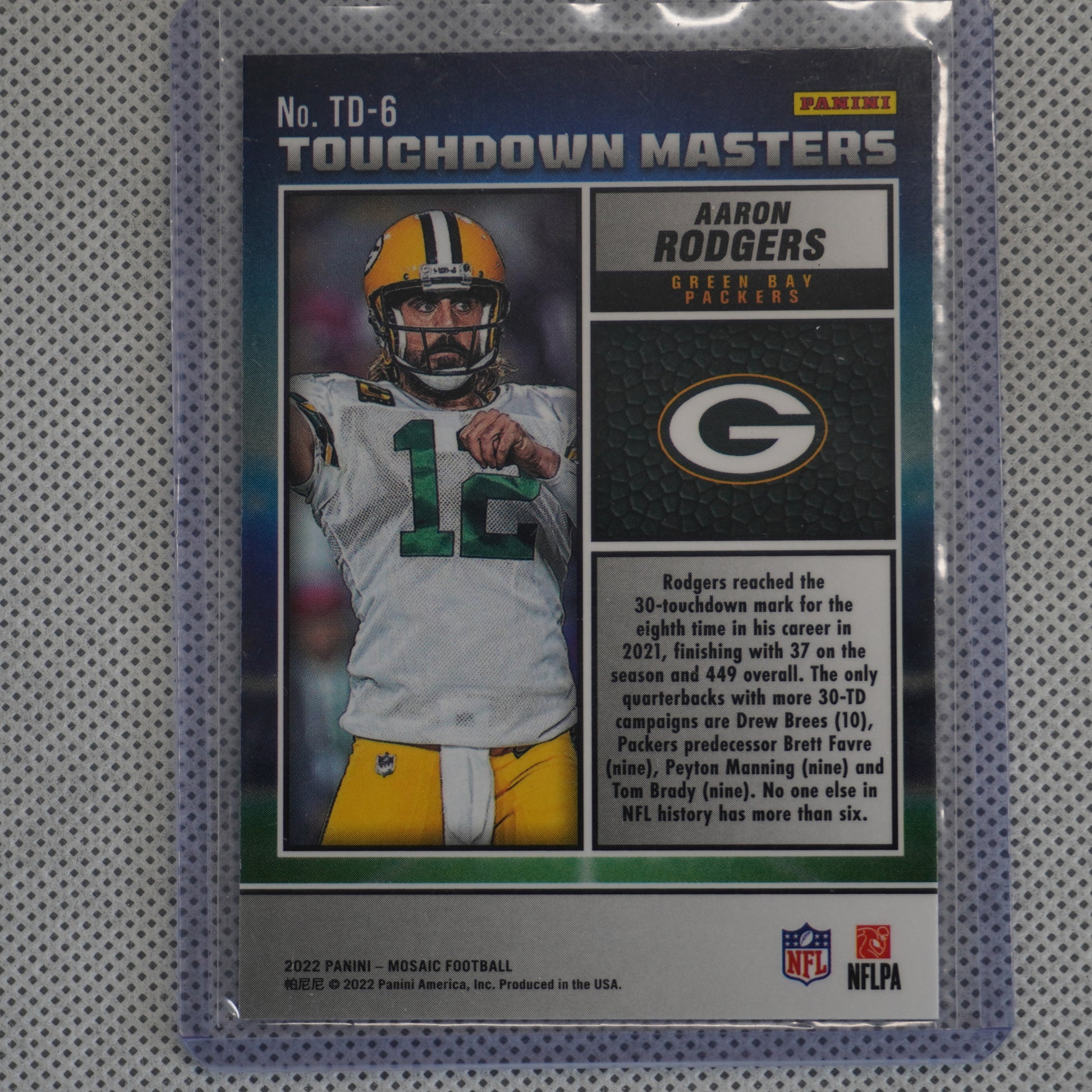2022 Panini Mosaic #TD-6 Aaron Rodgers Touchdown Masters Green Bay Packers