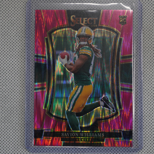 2025 Panini Select #167 Savion Williams Pink Prizm Shock Green Bay Packers RC