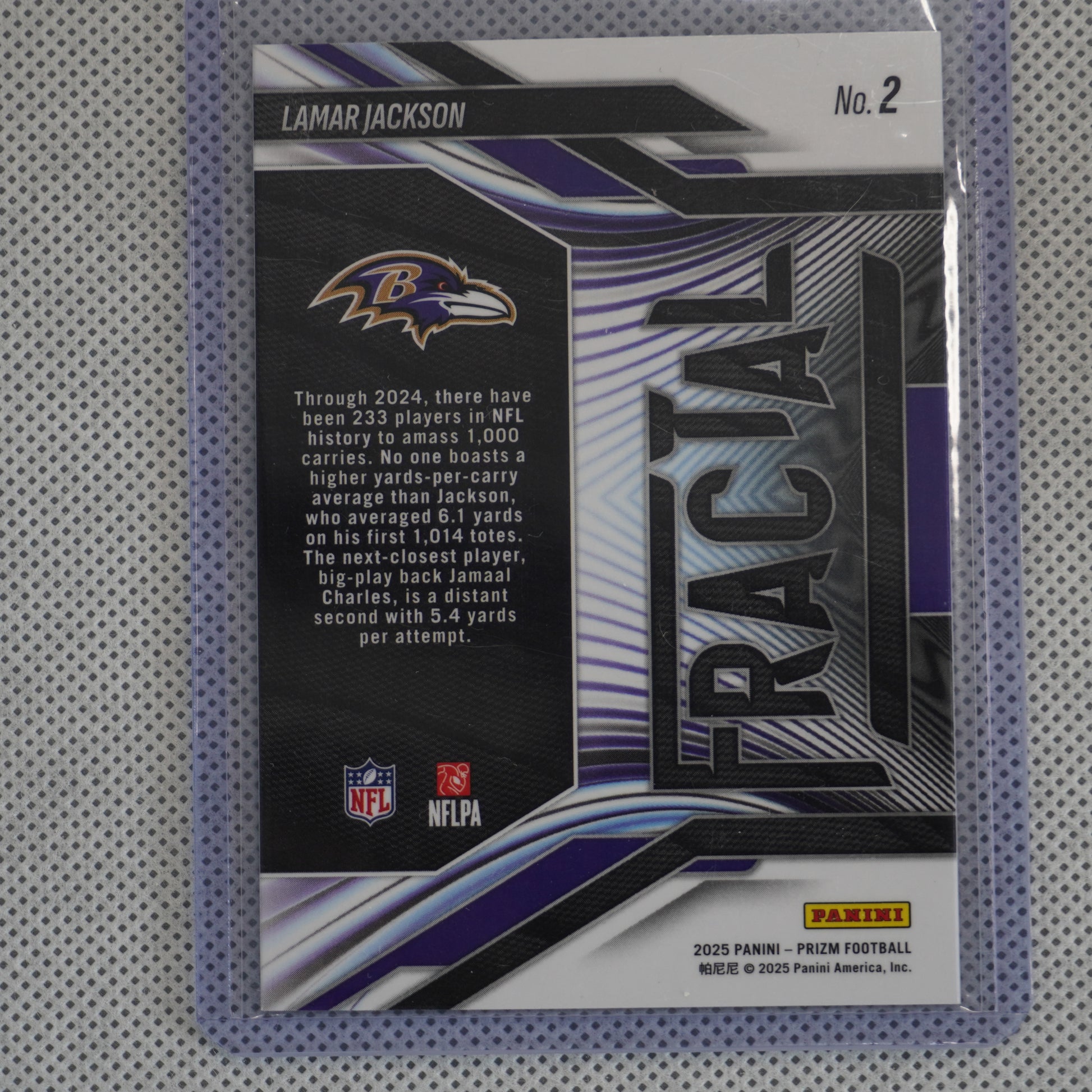 2025 Panini Prizm #2 Lamar Jackson Fractal Baltimore Ravens