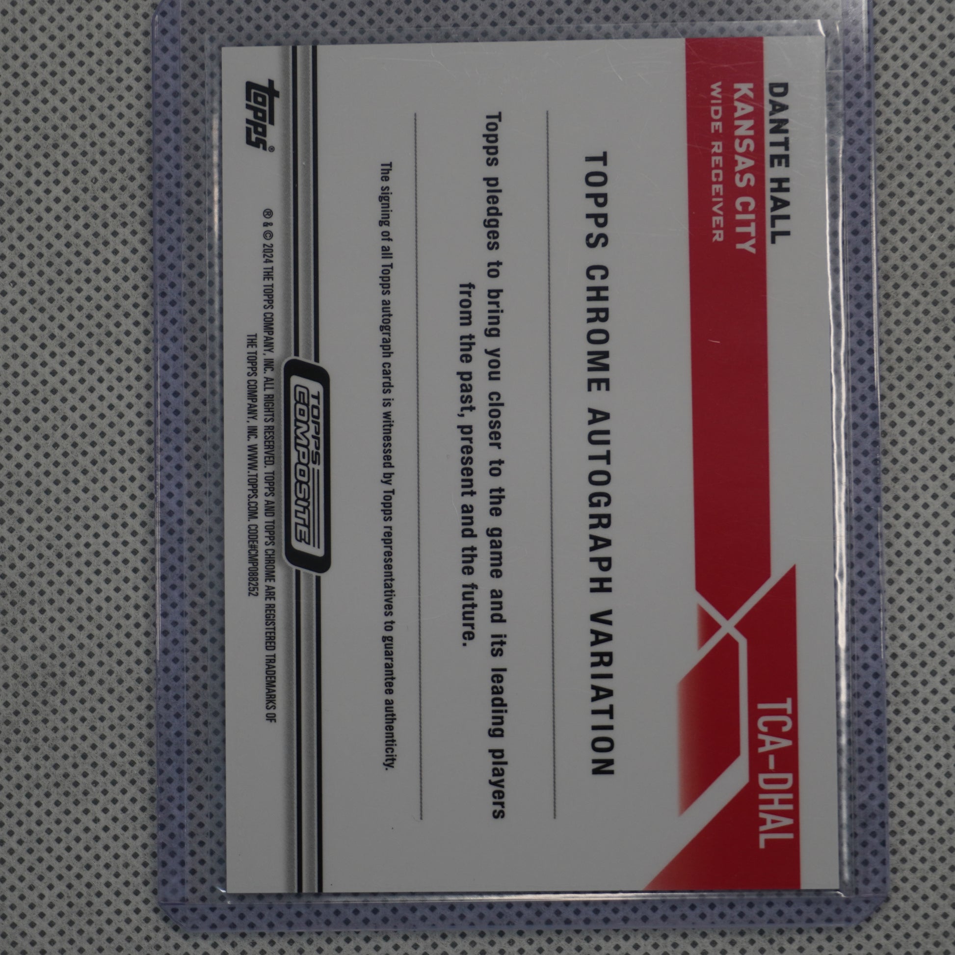 2023 Topps Composite #TCA-DHAL Dante Hall Topps Chrome Autographs Purple Speckle #/199 Kansas City Chiefs SN,AU