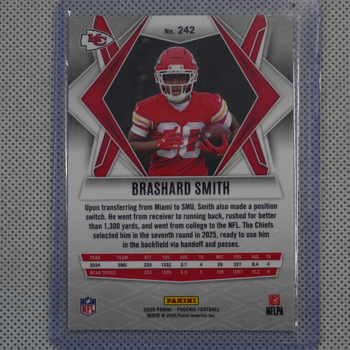 2025 Panini Phoenix #242 Brashard Smith Silver Pyramids Prizm Kansas City Chiefs RC