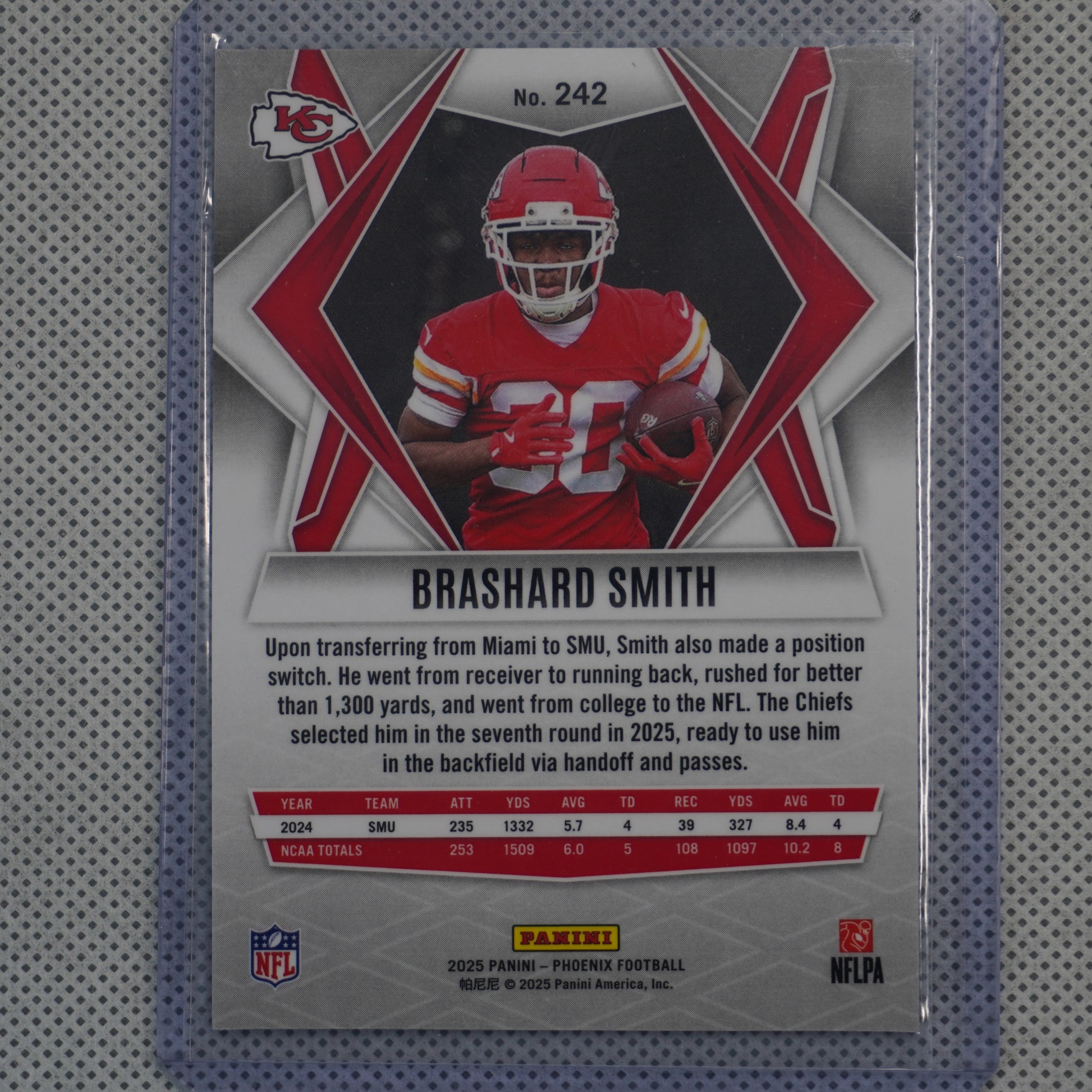 2025 Panini Phoenix #242 Brashard Smith Silver Pyramids Prizm Kansas City Chiefs RC
