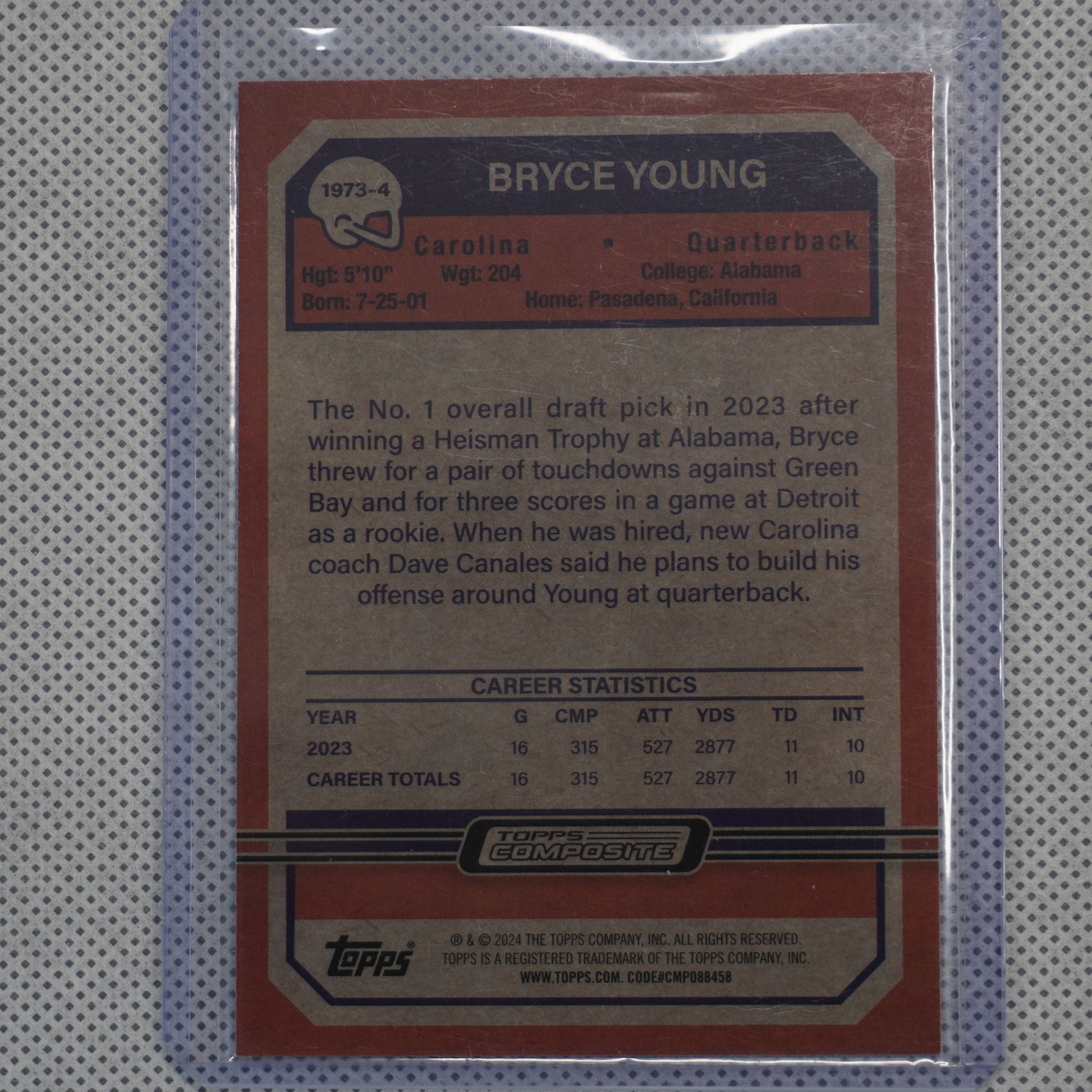 2023 Topps Composite #1973-4 Bryce Young 1973 Topps Football Carolina Panthers
