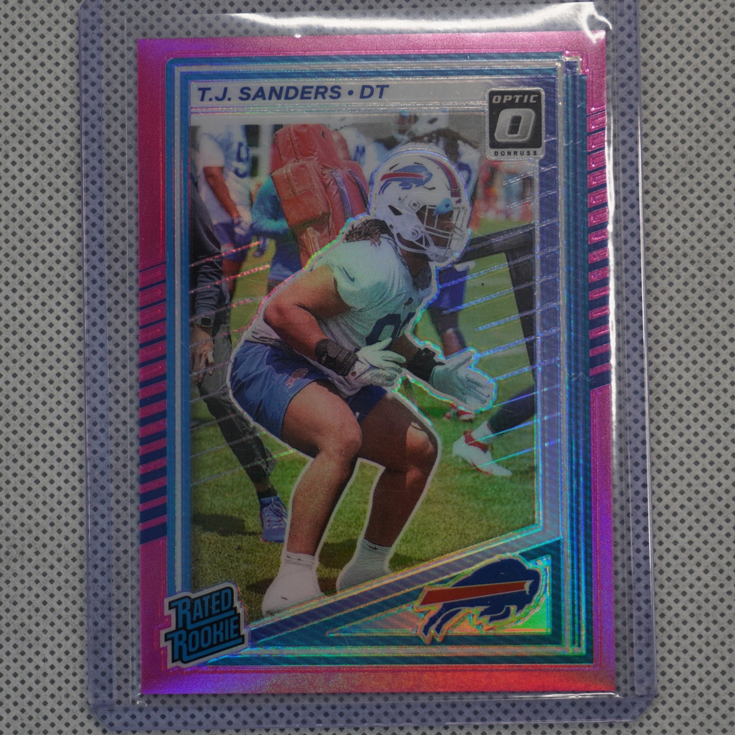 2025 Donruss #351 T.J. Sanders Optic Rated Rookies Preview Pink Buffalo Bills RC