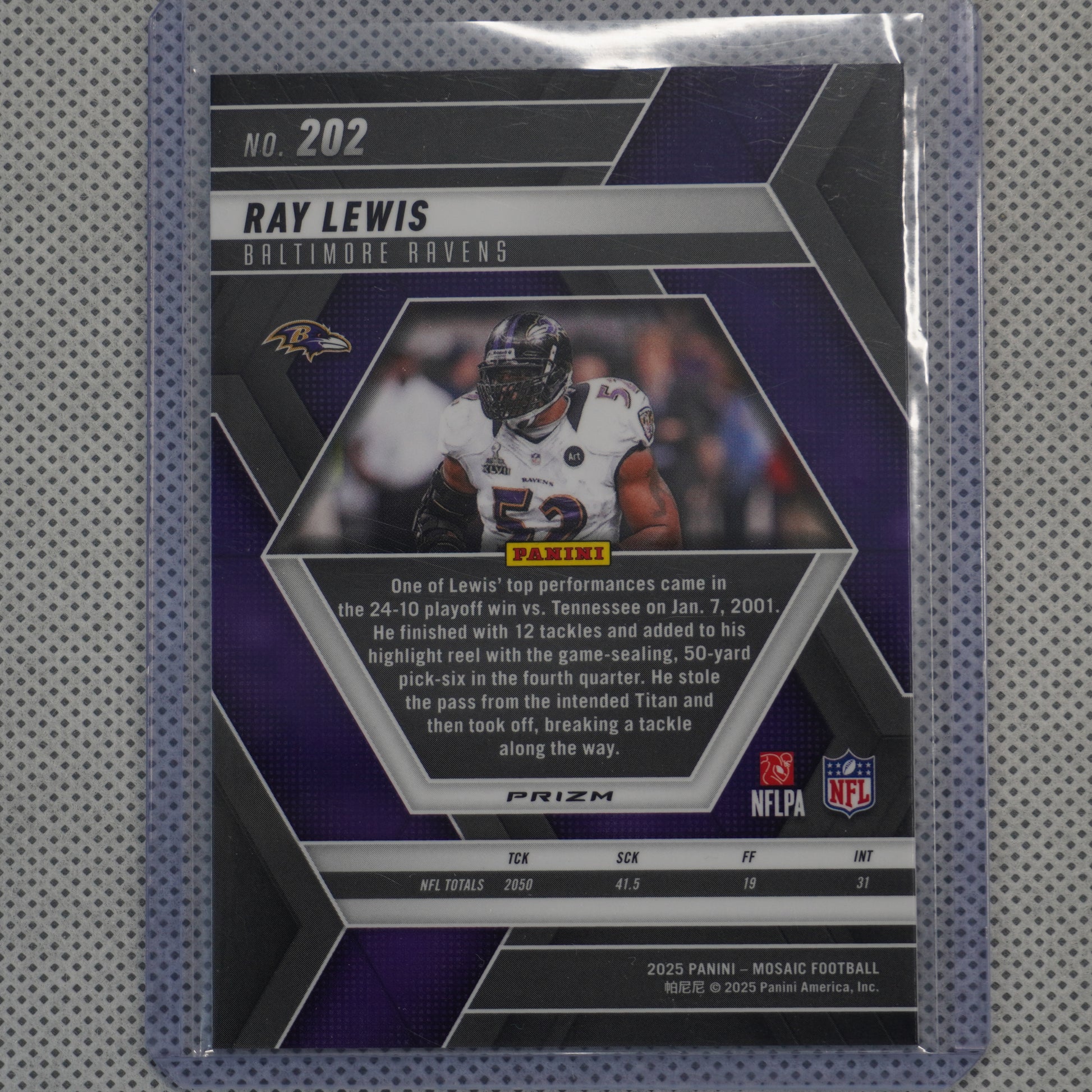 2025 Panini Mosaic #202 Ray Lewis Silver Baltimore Ravens