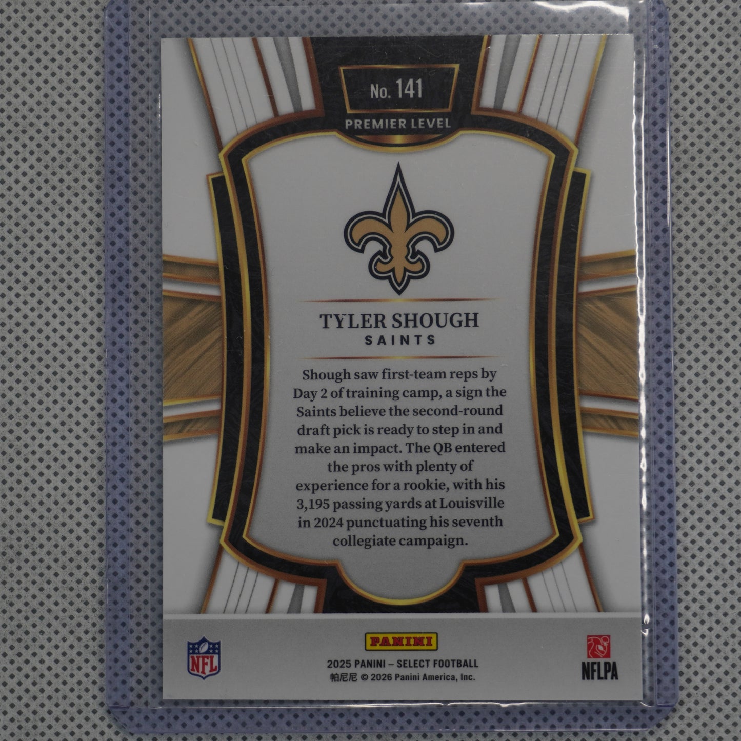 2025 Panini Select #141 Tyler Shough New Orleans Saints