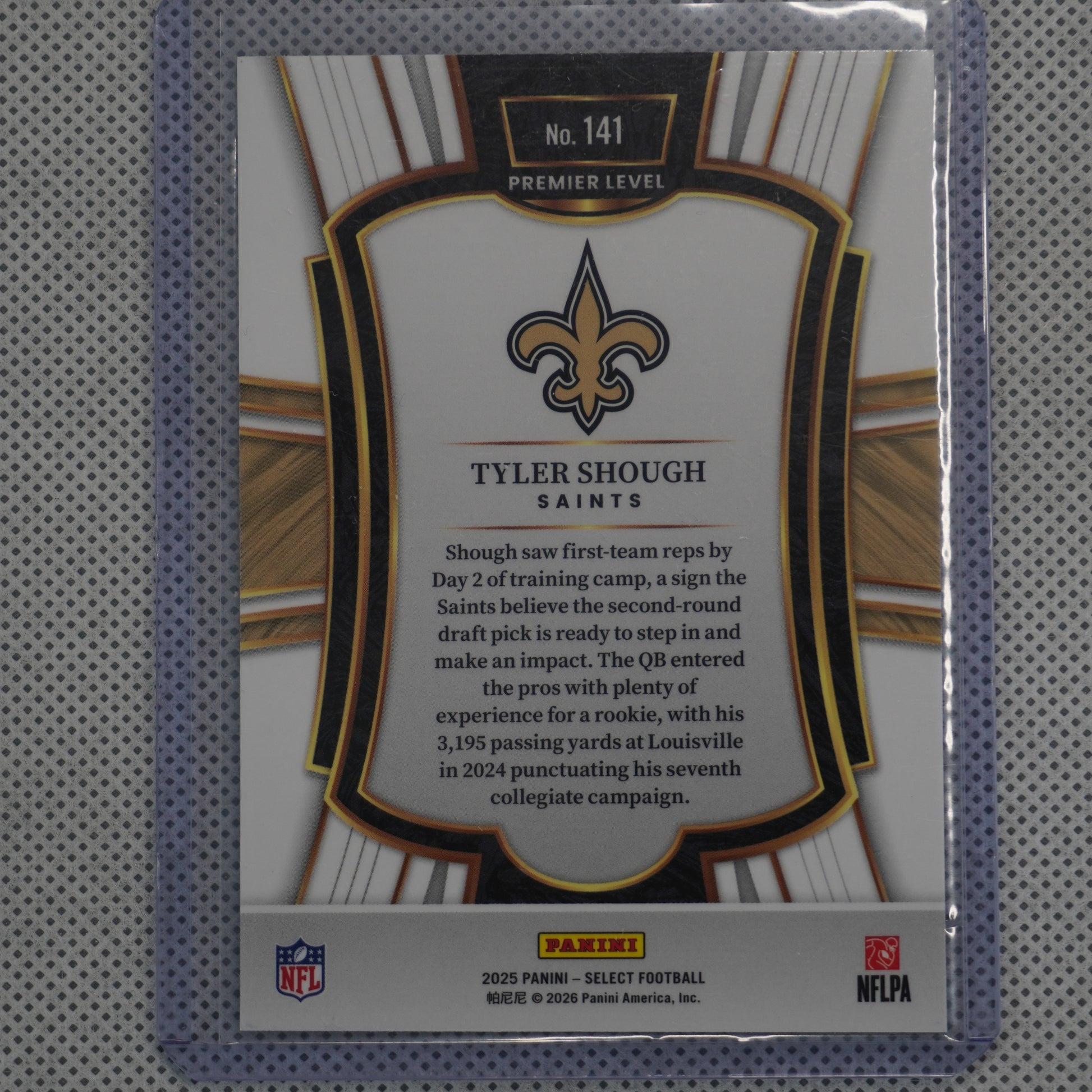 2025 Panini Select #141 Tyler Shough New Orleans Saints