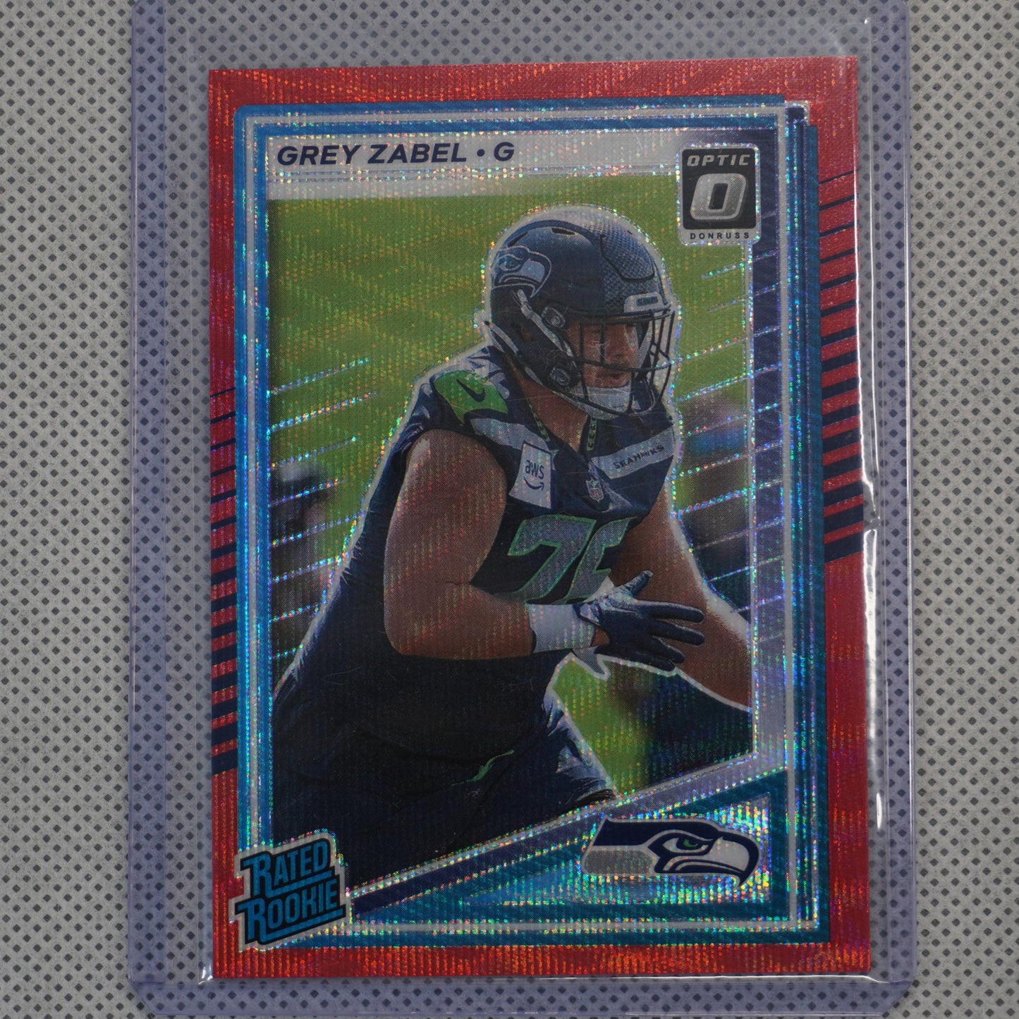 2025 Donruss #366 Grey Zabel Optic Rated Rookies Preview Red Wave Seattle Seahawks RC