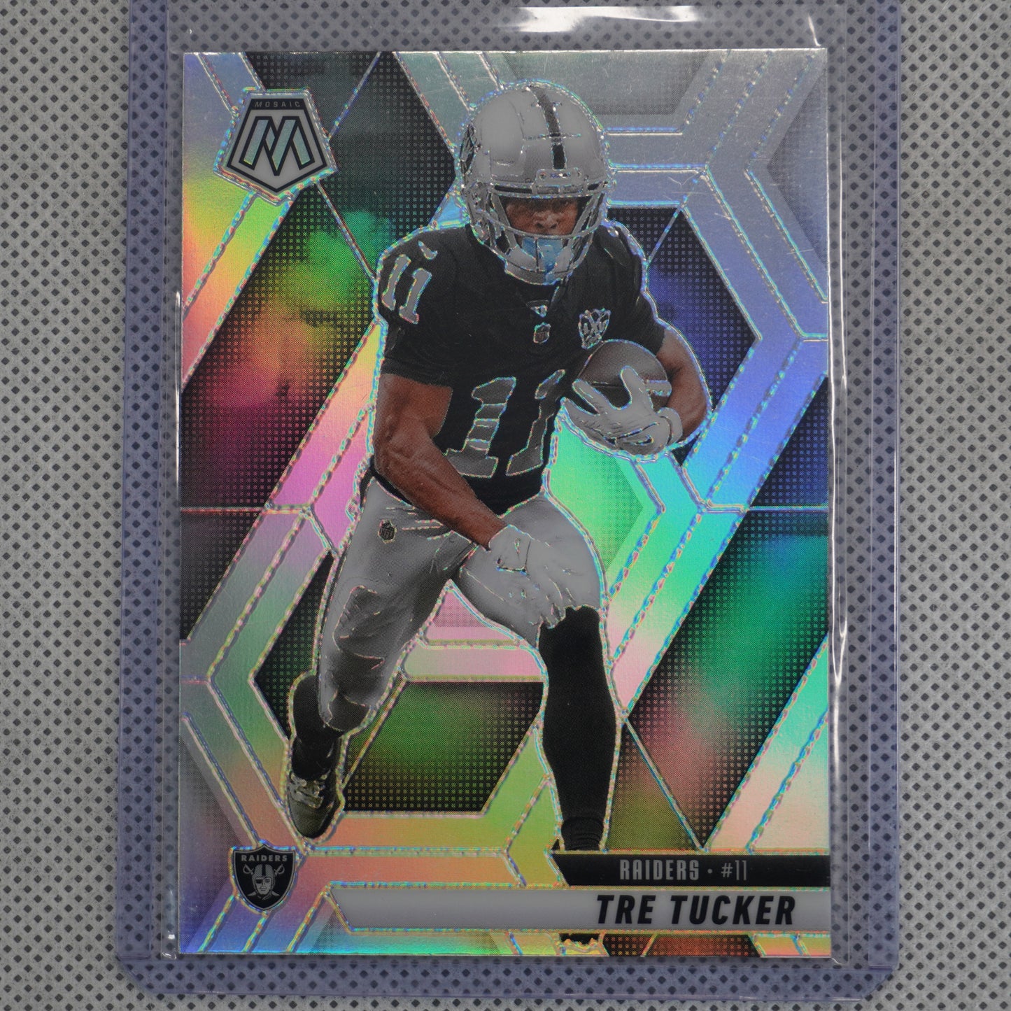 2025 Panini Mosaic #218 Tre Tucker Silver Las Vegas Raiders