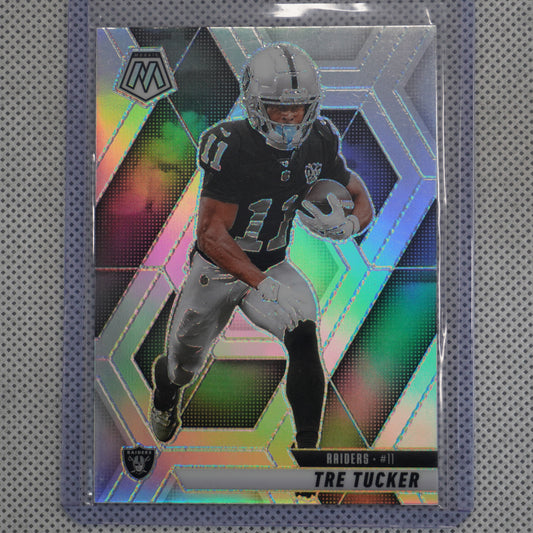 2025 Panini Mosaic #218 Tre Tucker Silver Las Vegas Raiders