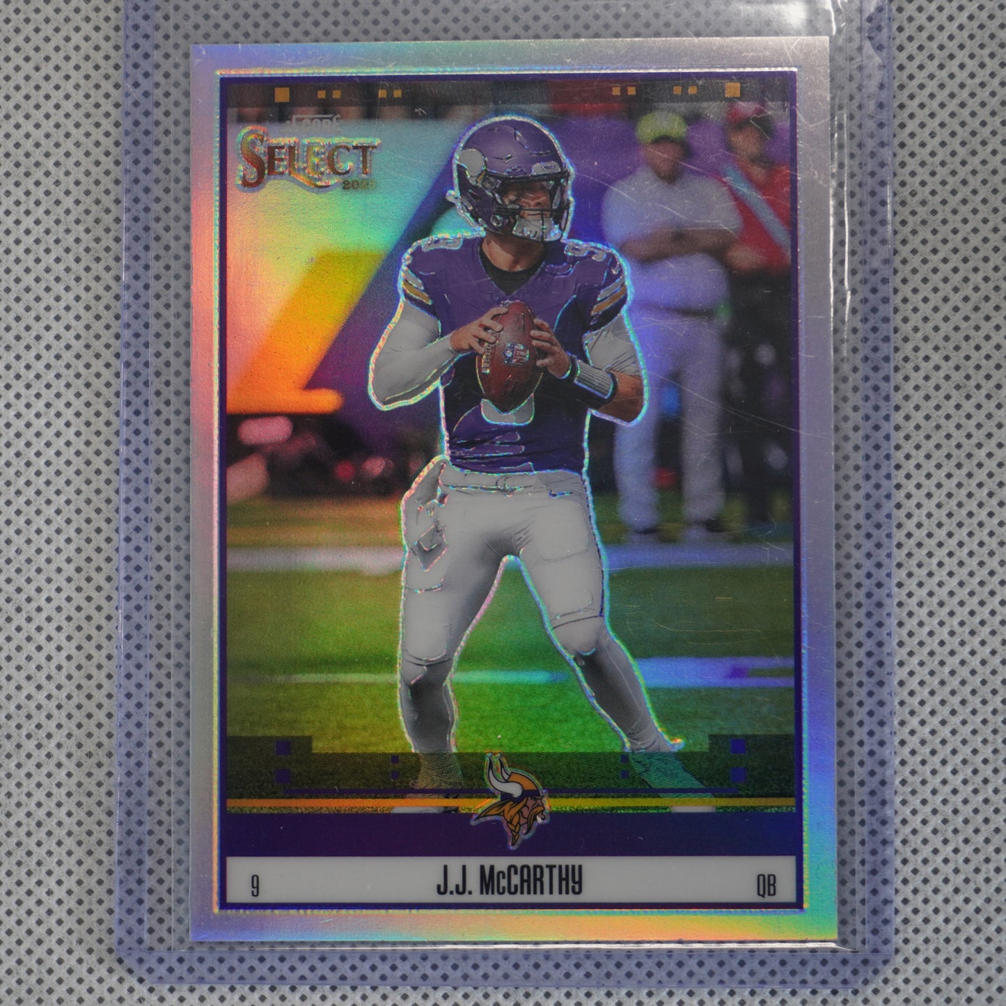 2025 Panini Select #20 J.J. McCarthy Score Select Throwback Minnesota Vikings