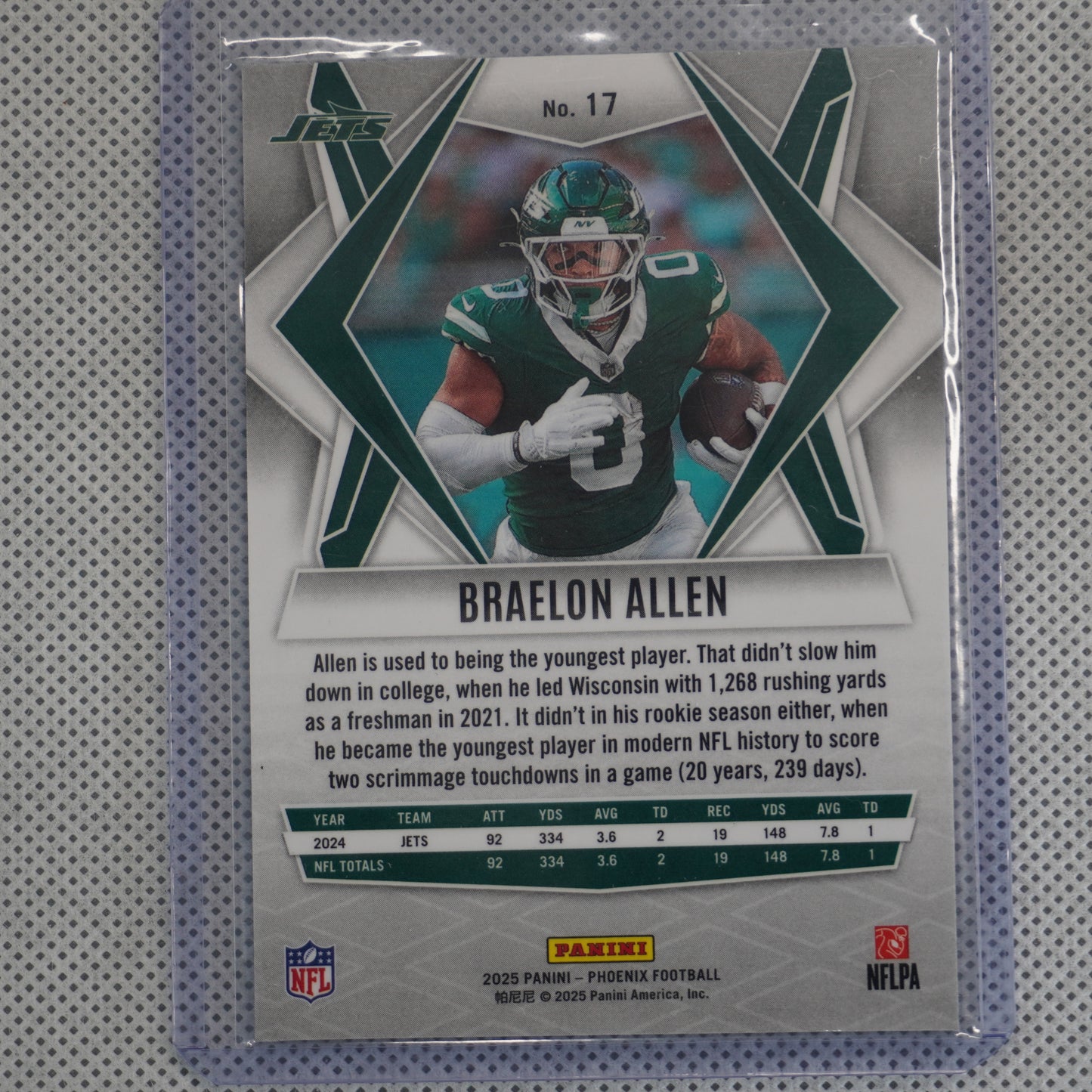2025 Panini Phoenix #17 Braelon Allen Silver Mojo Prizm New York Jets