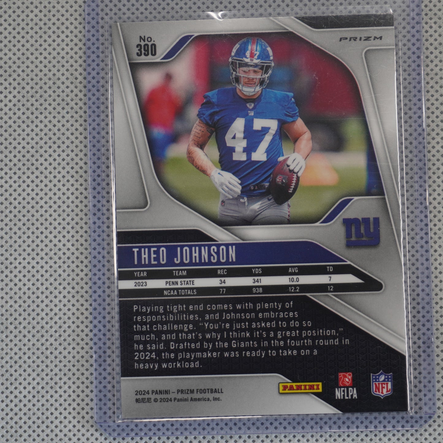 2024 Panini Prizm #390 Theo Johnson Lazer New York Giants RC