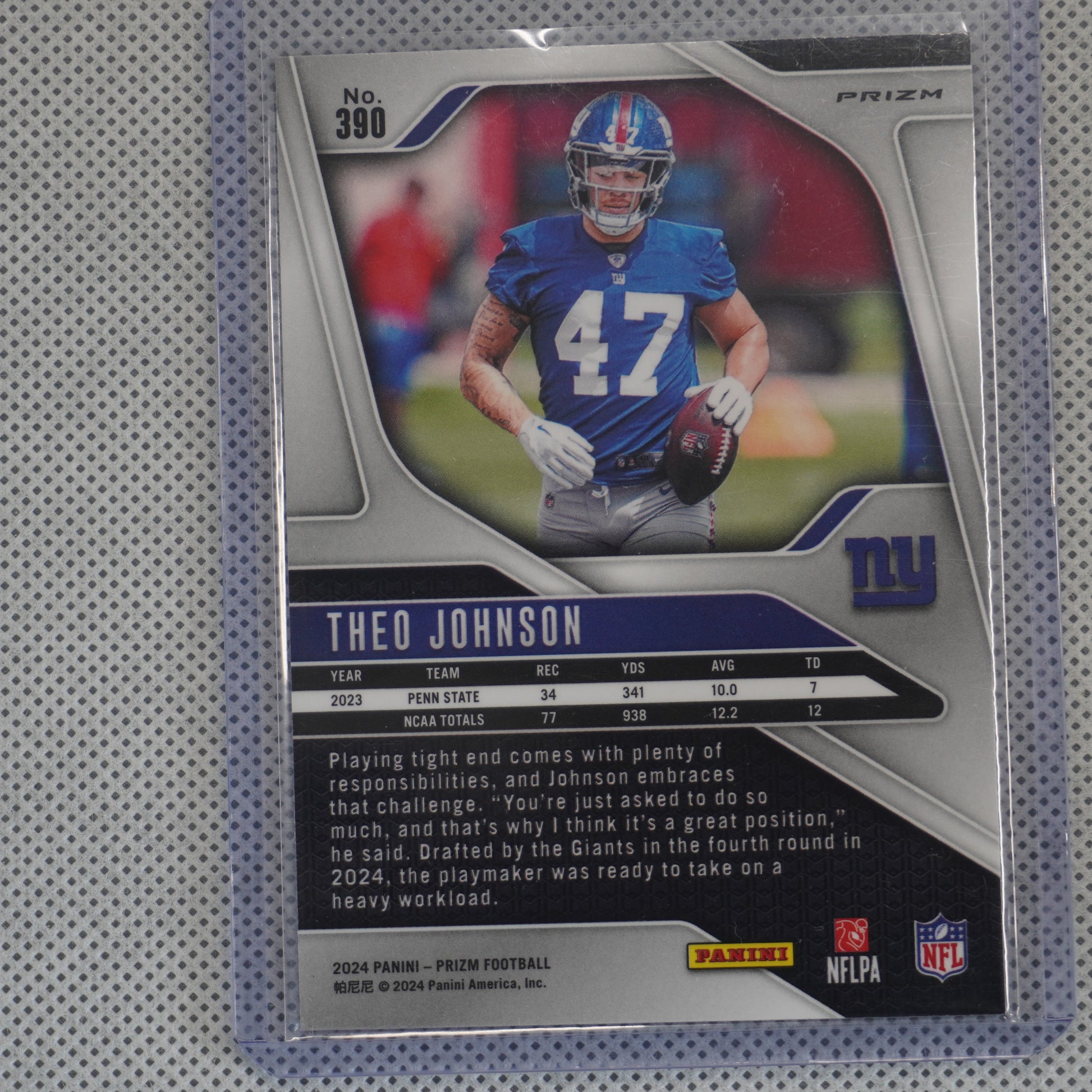 2024 Panini Prizm #390 Theo Johnson Lazer New York Giants RC