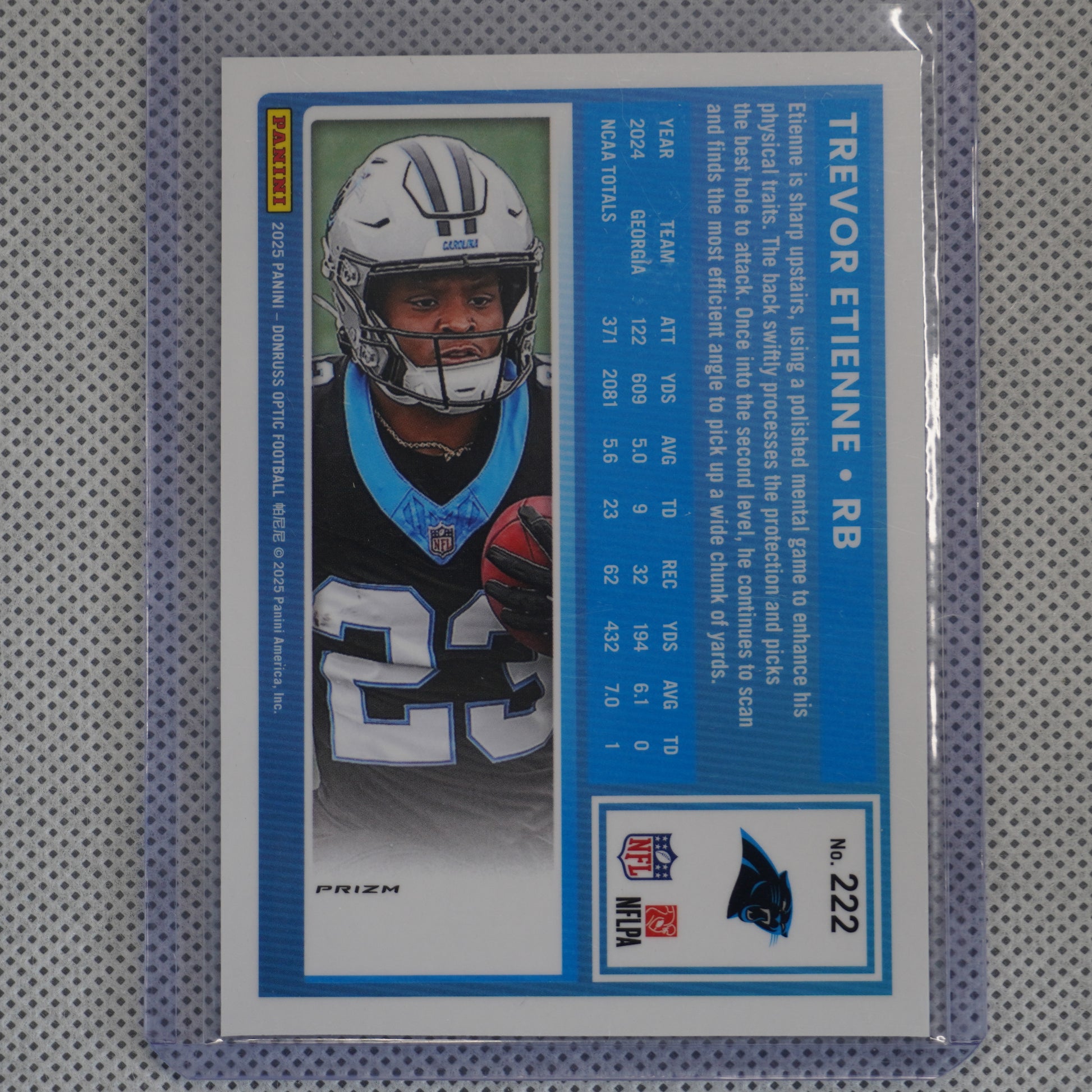 2025 Donruss Optic #222 Trevor Etienne Holo Carolina Panthers RC