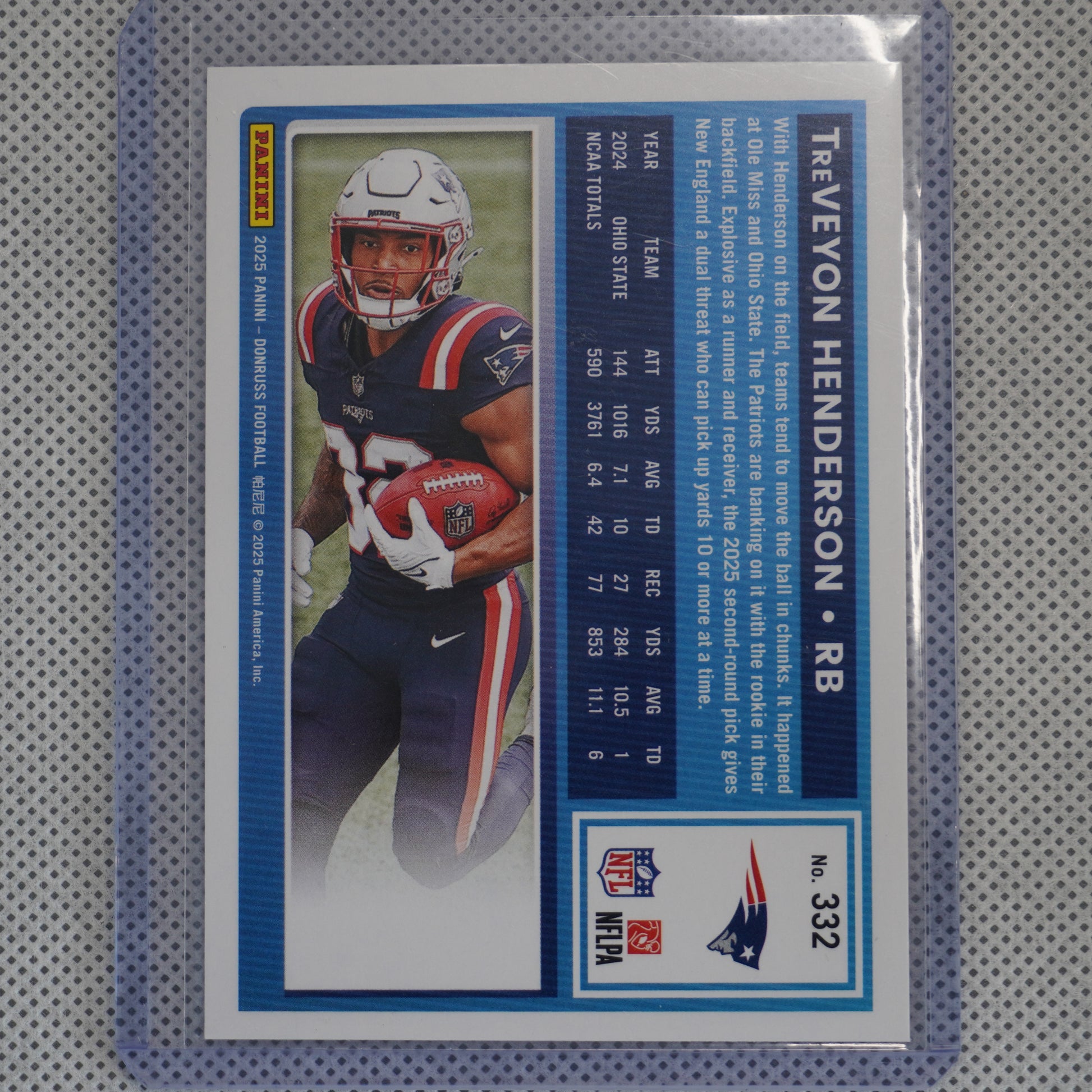 2025 Donruss #332 TreVeyon Henderson New England Patriots RC