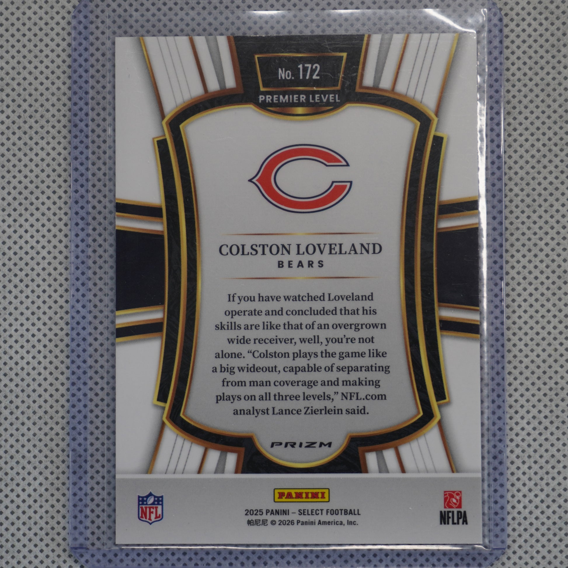 2025 Panini Select #172 Colston Loveland Pink Prizm Shock Chicago Bears RC