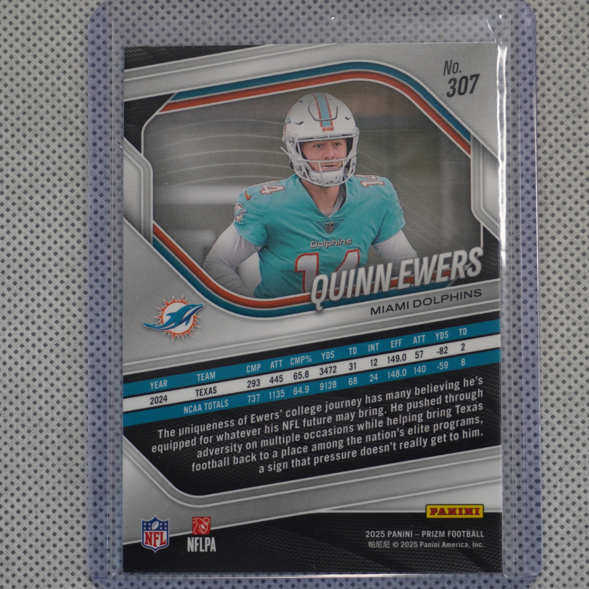 2025 Panini Prizm #307 Quinn Ewers Miami Dolphins RC