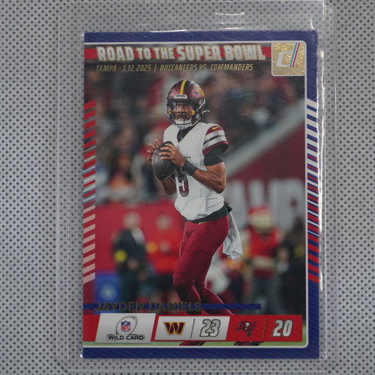 2025 Donruss #5 Jayden Daniels Road to the Super Bowl Wild Card Washington Commanders