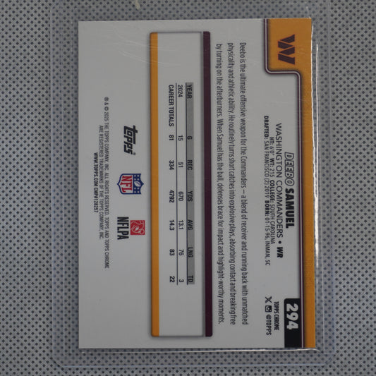 2025 Topps Chrome #294 Deebo Samuel Hot Pink X-Fractor Washington Commanders