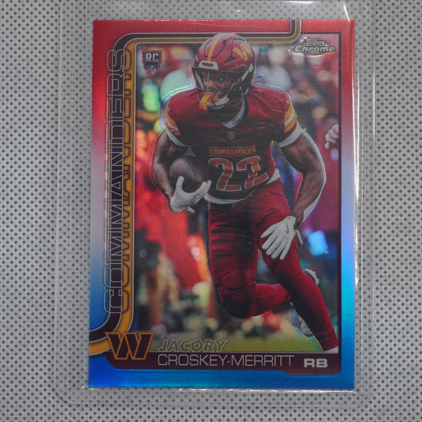 2025 Topps Chrome #387 Jacory Croskey-Merritt Red White and Blue Refractor Washington Commanders RC