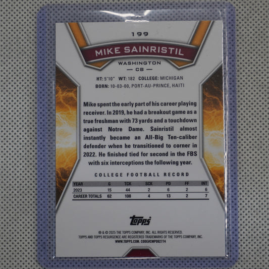 2024 Topps Resurgence #199 Mike Sainristil Blue & Orange Spark Washington Commanders RC