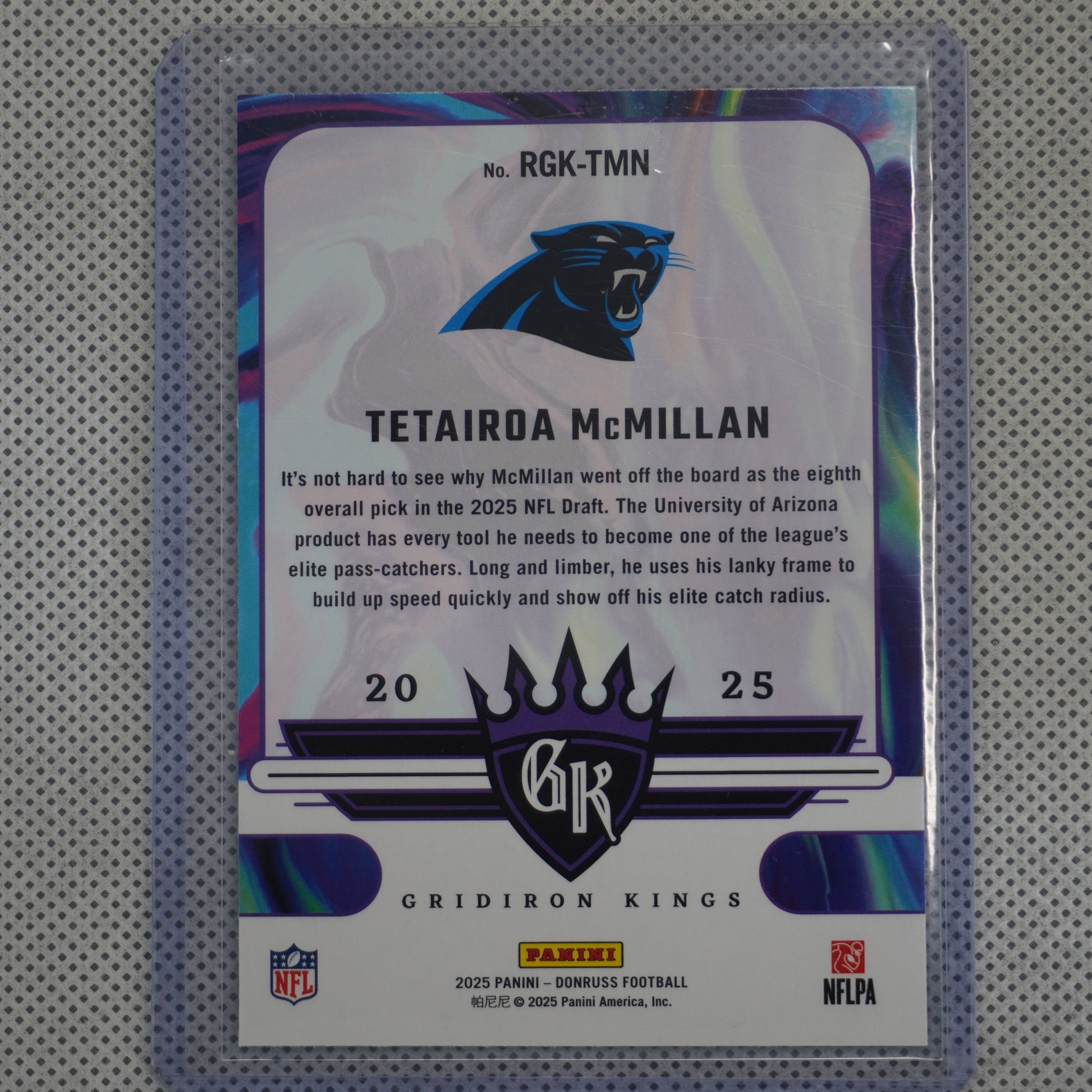 2025 Donruss #RGK-TMN Tetairoa McMillan Rookie Gridiron Kings Carolina Panthers