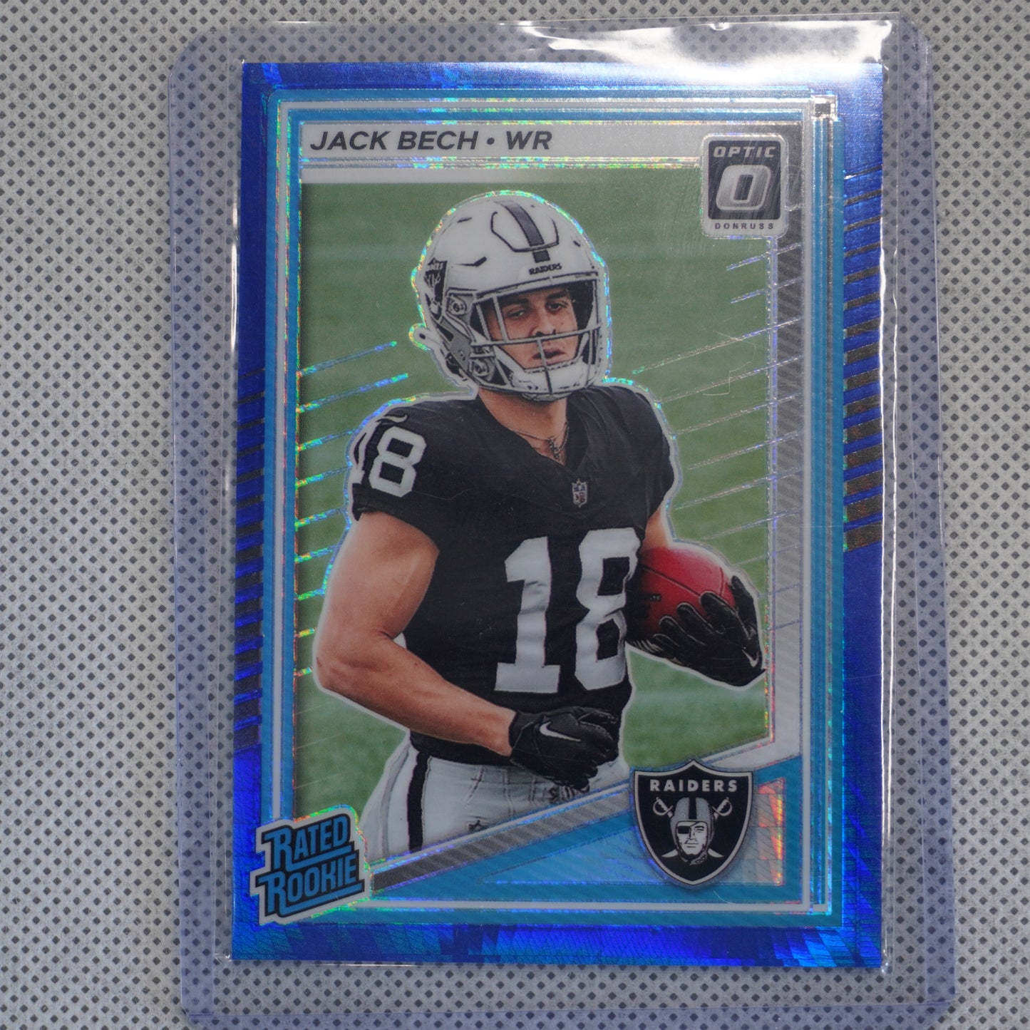 2025 Donruss Optic #211 Jack Bech Blue Hyper Las Vegas Raiders RC