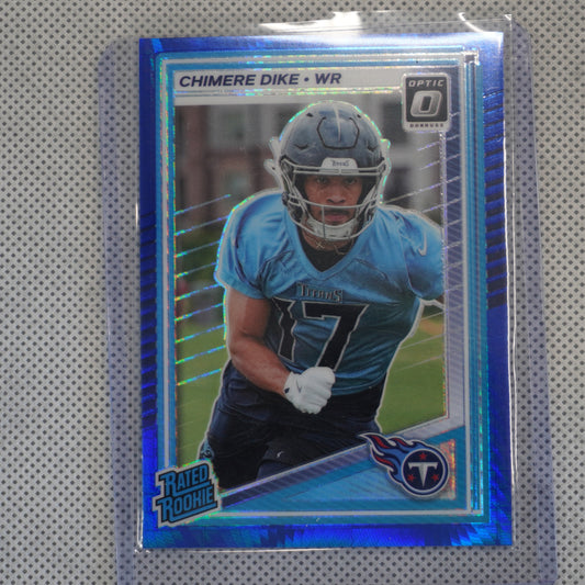2025 Donruss Optic #269 Chimere Dike Blue Hyper Tennessee Titans RC