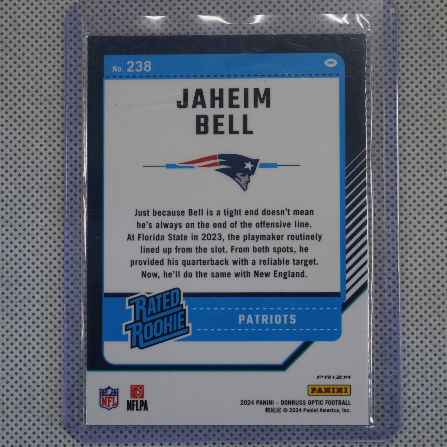 2024 Donruss Optic #238 Jaheim Bell Purple Shock New England Patriots