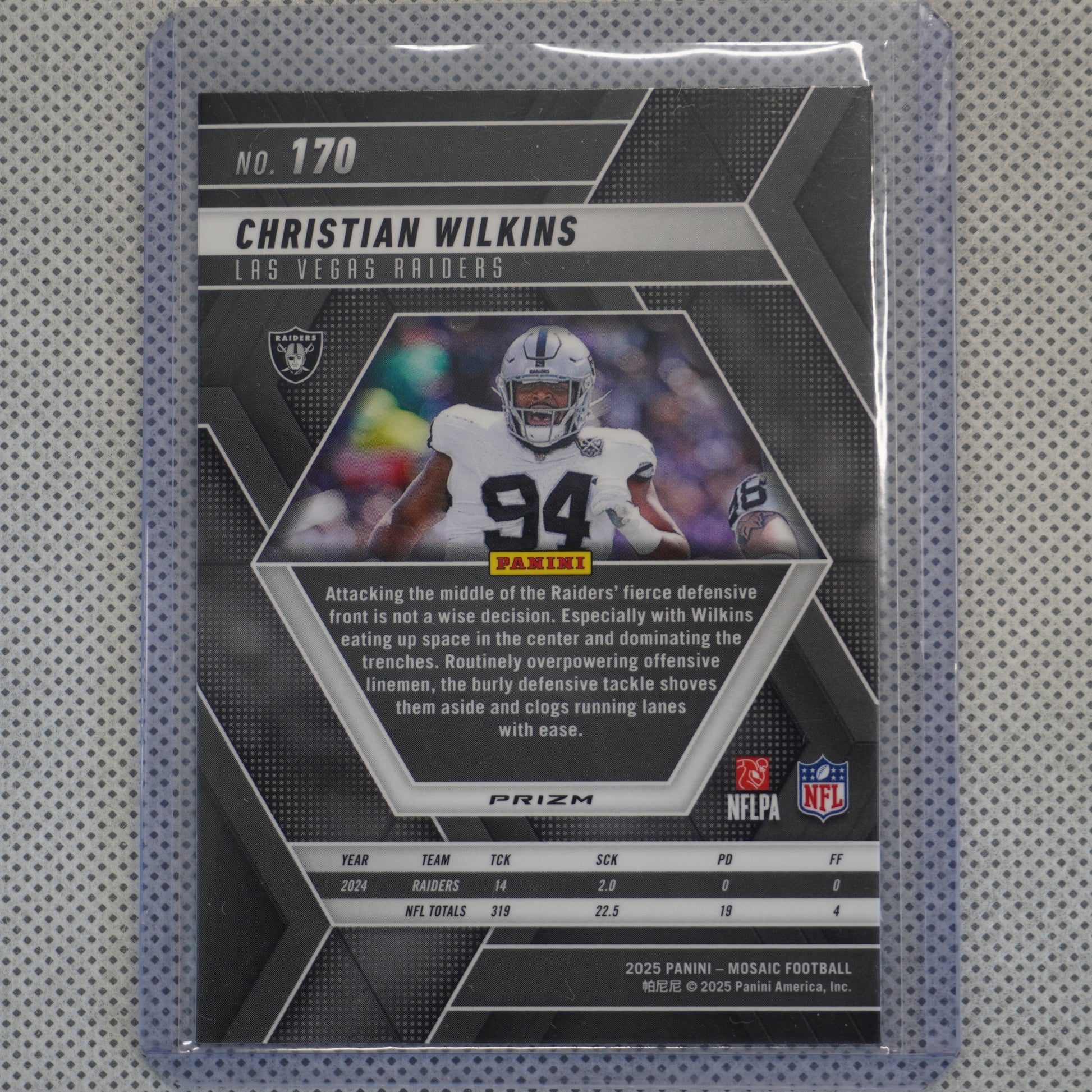 2025 Panini Mosaic #170 Christian Wilkins Silver Las Vegas Raiders
