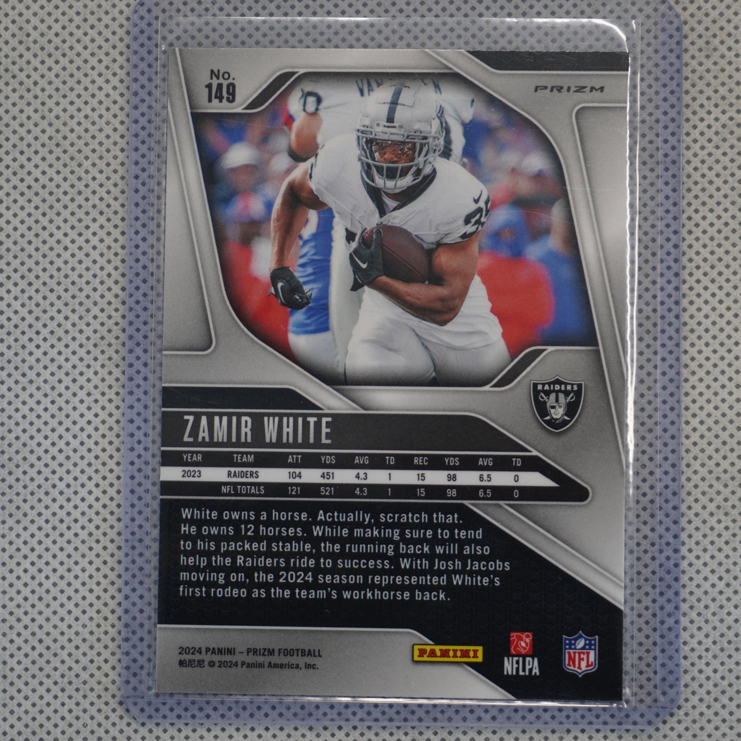 2024 Panini Prizm #149 Zamir White Red White and Blue Las Vegas Raiders