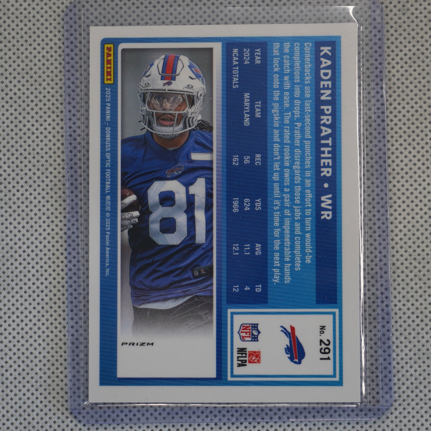 2025 Donruss Optic #291 Kaden Prather Holo Buffalo Bills RC