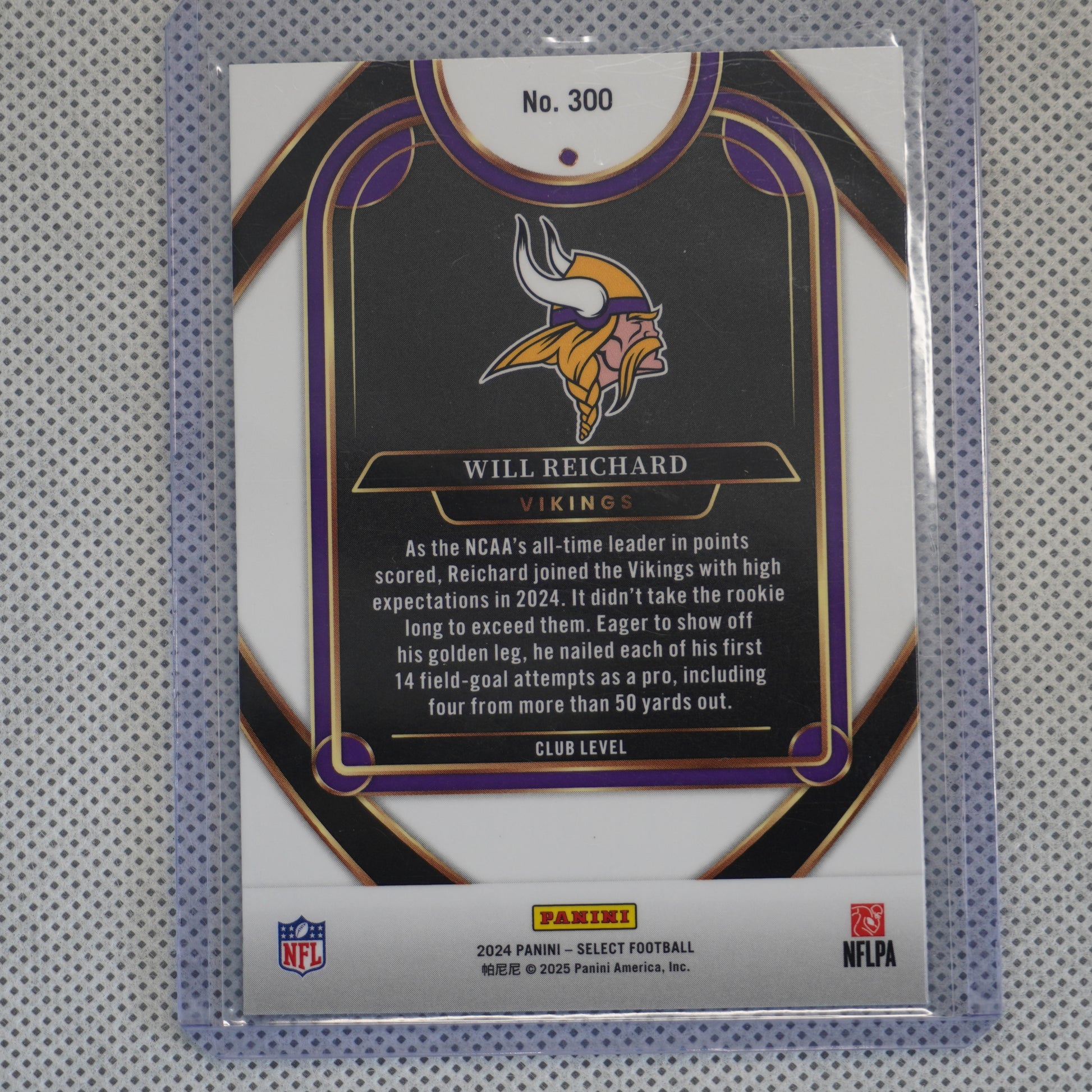 2024 Panini Select #300 Will Reichard Minnesota Vikings RC