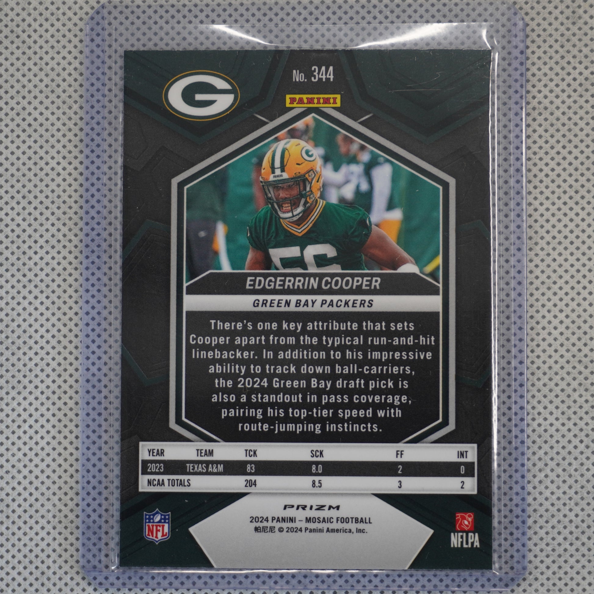 2024 Panini Mosaic #344 Edgerrin Cooper Mosaic Camo Pink Green Bay Packers