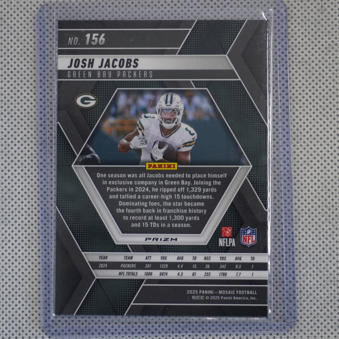 2025 Panini Mosaic #156 Josh Jacobs Mosaic Green Green Bay Packers