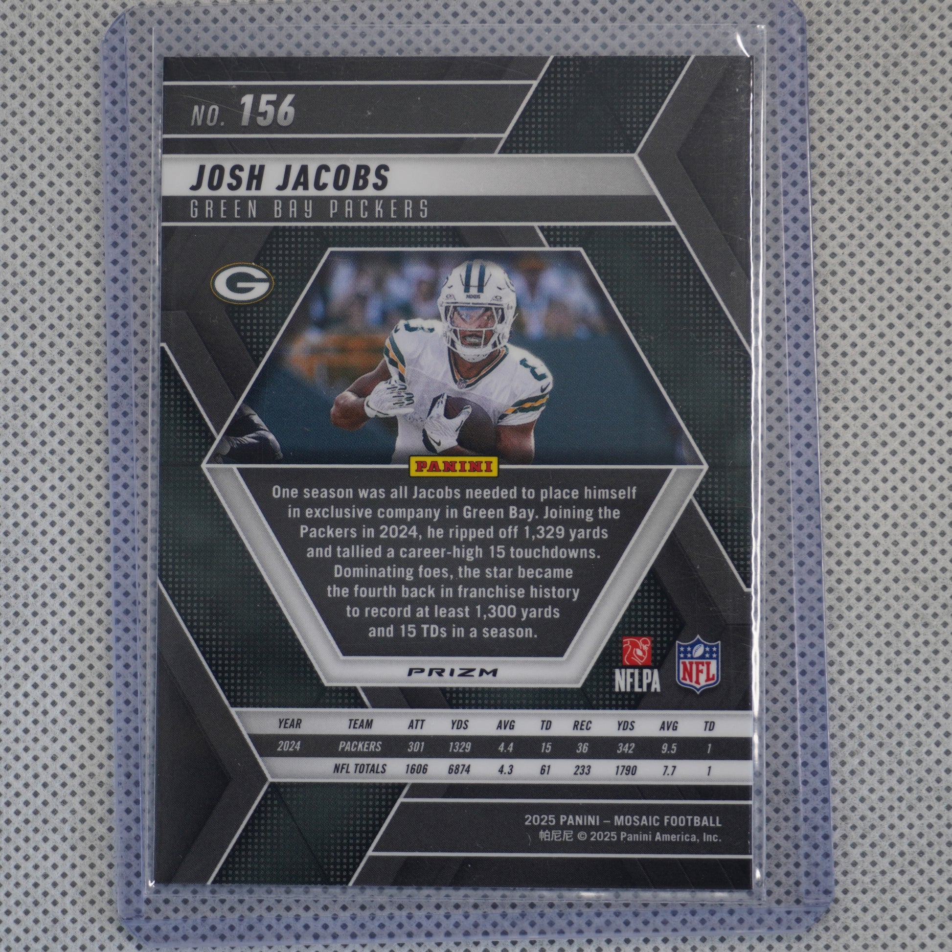 2025 Panini Mosaic #156 Josh Jacobs Mosaic Green Green Bay Packers
