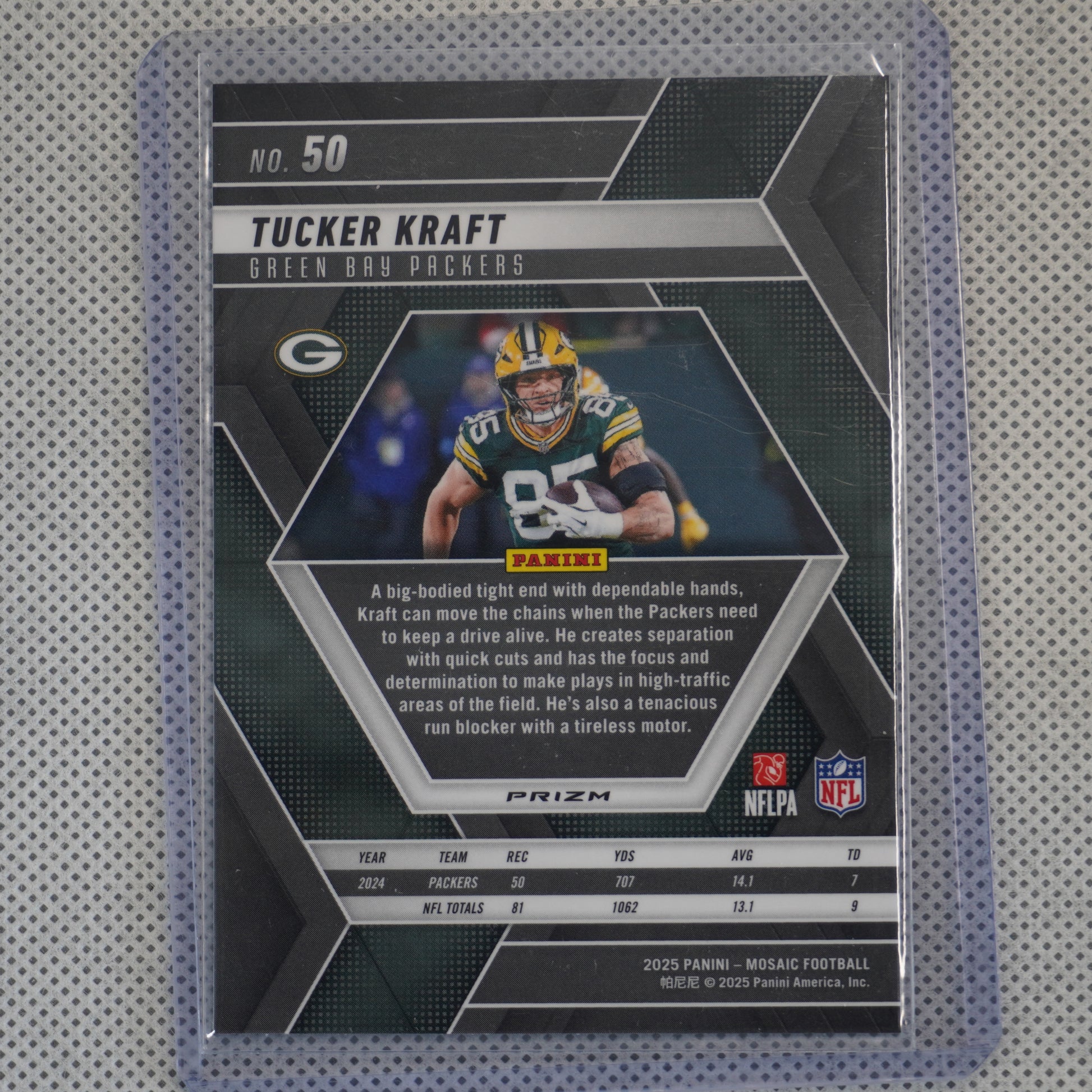 2025 Panini Mosaic #50 Tucker Kraft Mosaic Green Green Bay Packers