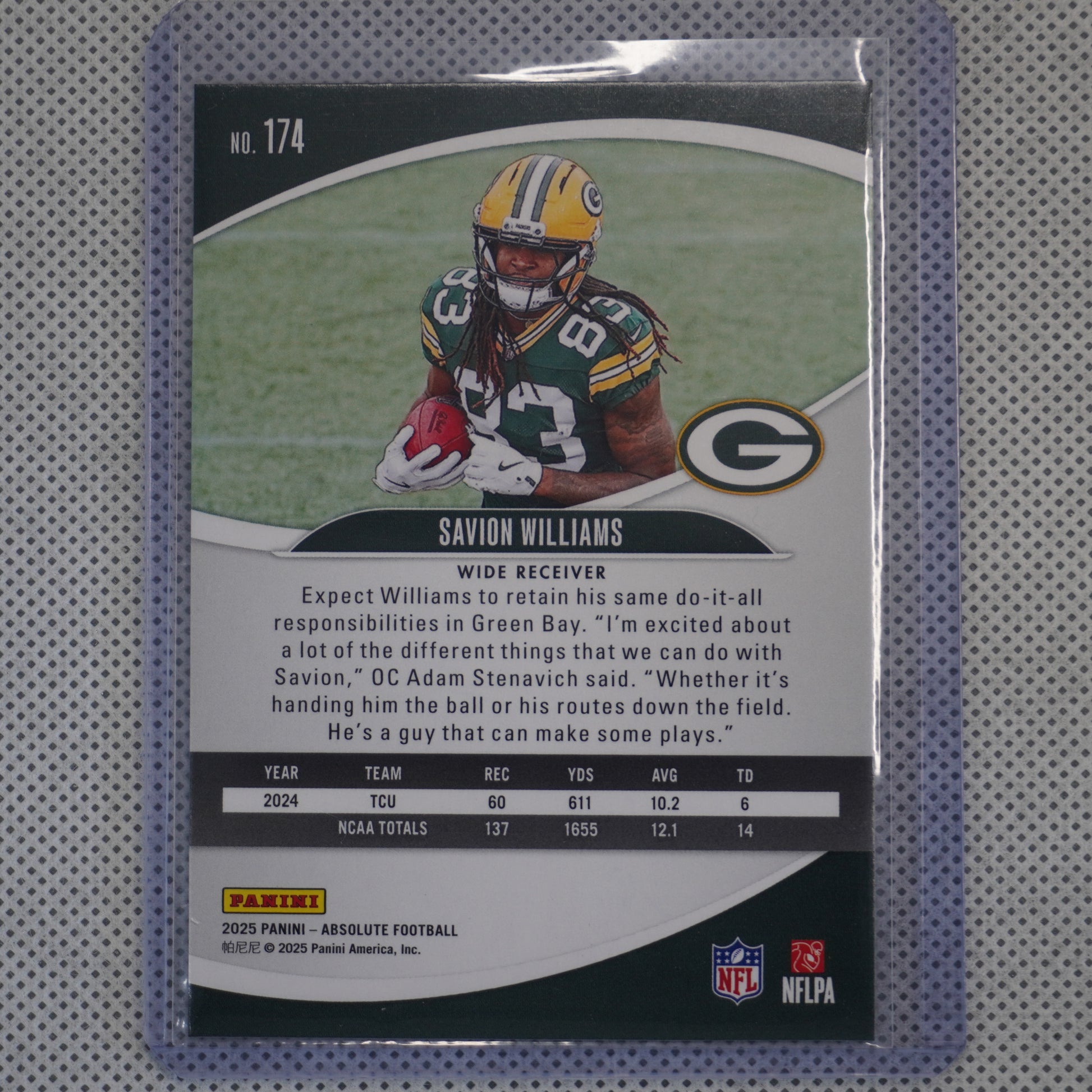 2025 Panini Absolute #174 Savion Williams Retail Green Bay Packers RC